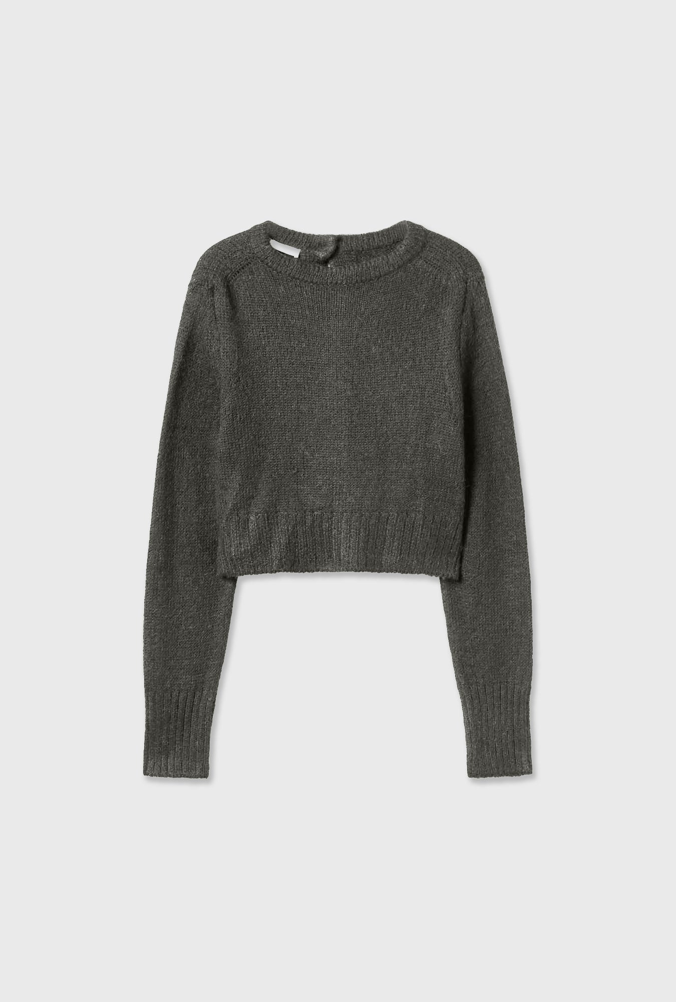 Alpaca Reversed Cropped Cardigan Thyme