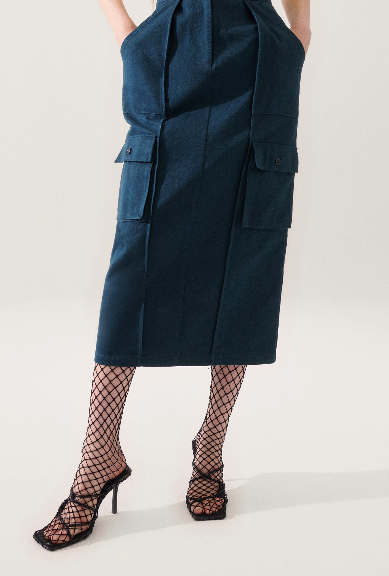 Jupe Cargo en Toile Bleu Sarcelle