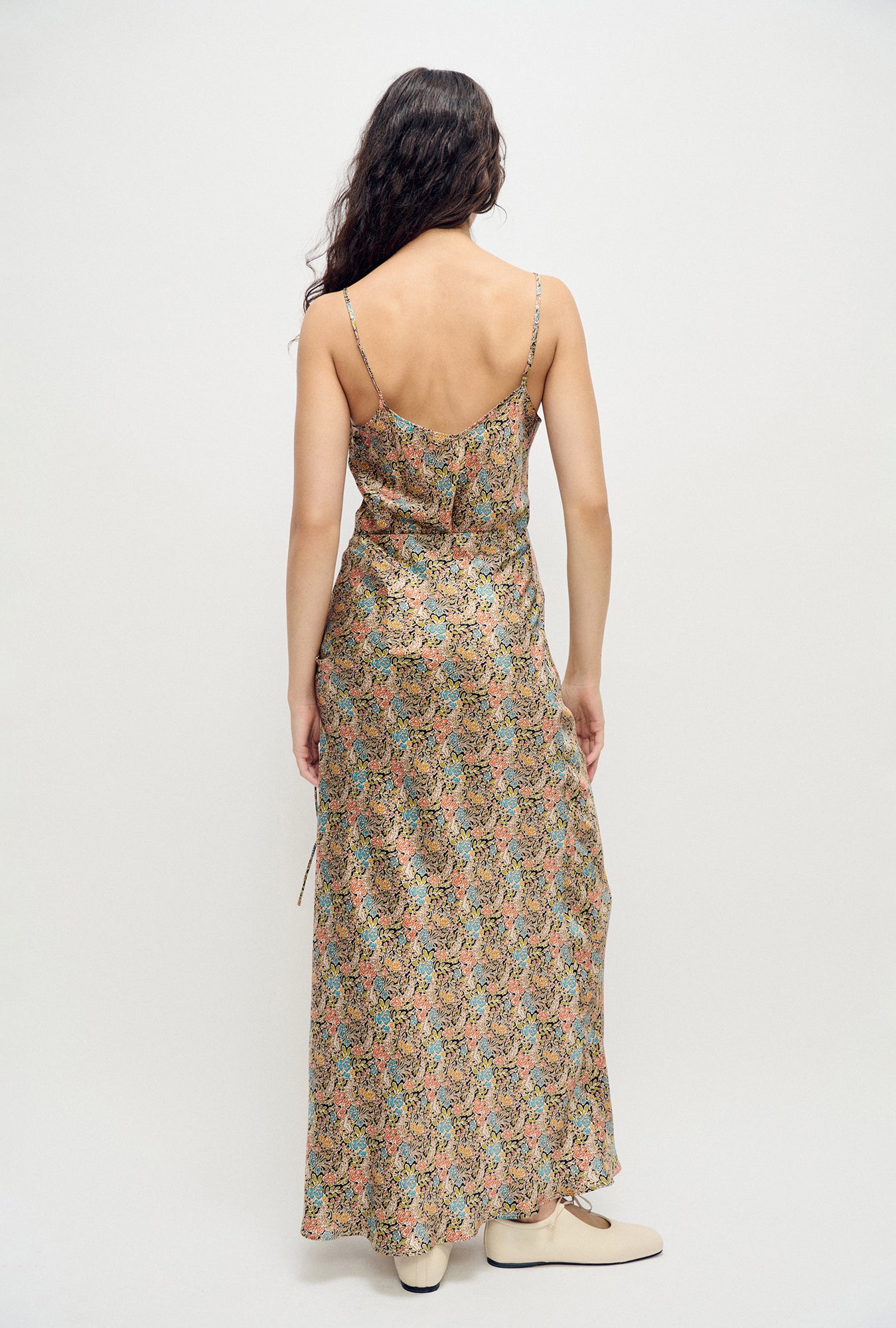 Jupe longue coupe biais à motif floral "Sugar"