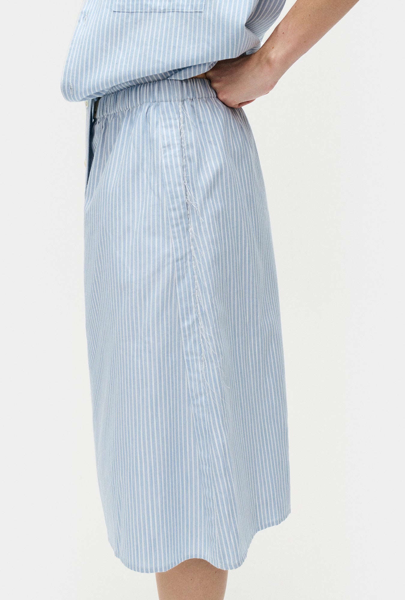 Cotton Midi Skirt Storm Stripe