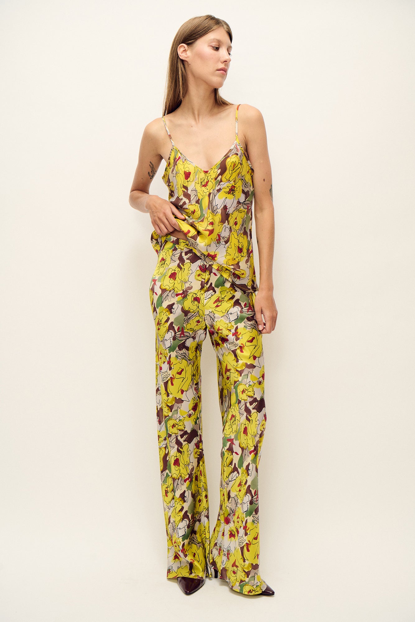 Bias Cut Pants Sunflower Floral