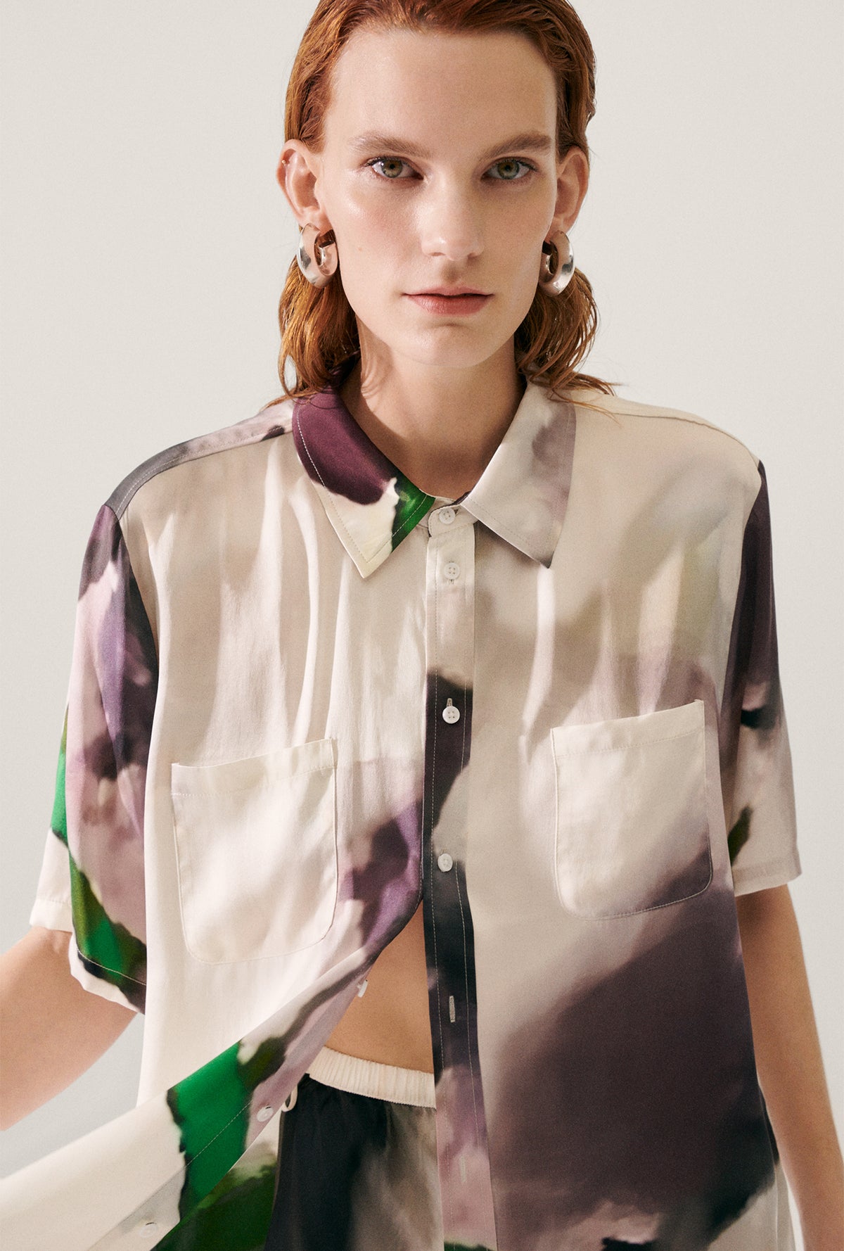 Chemise ample à manches courtes phosphate