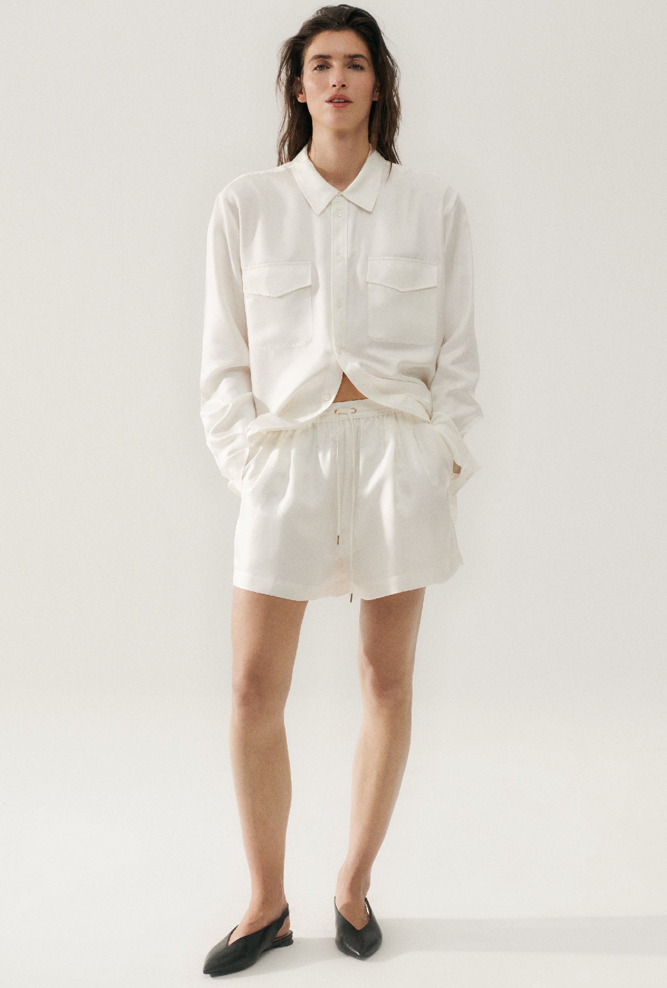 Chemise ample en sergé - Blanc