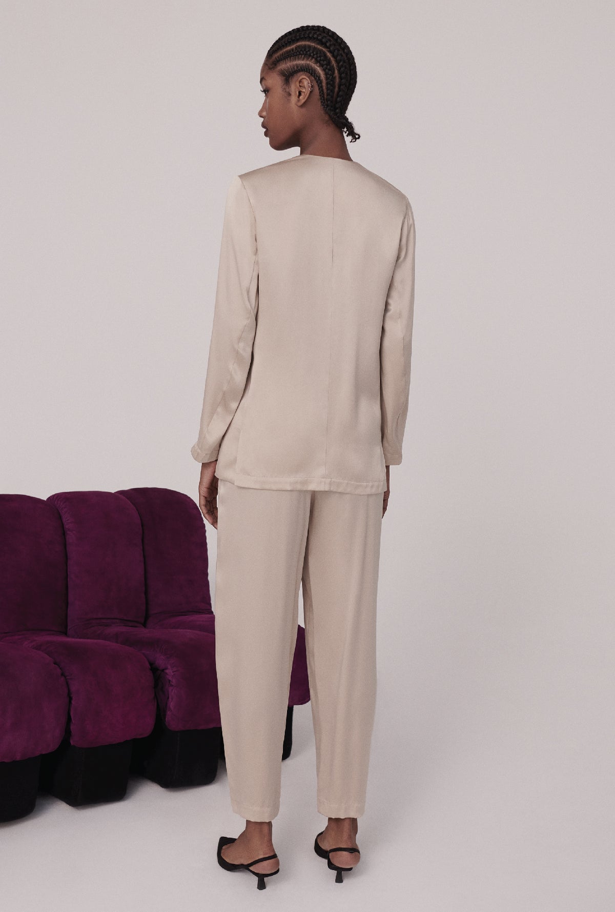 Blazer sans col Noisette