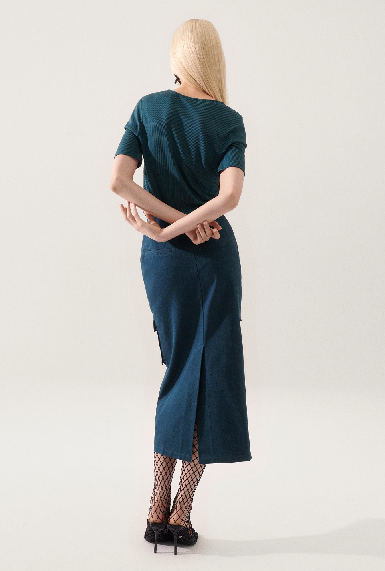 Jupe Cargo en Toile Bleu Sarcelle