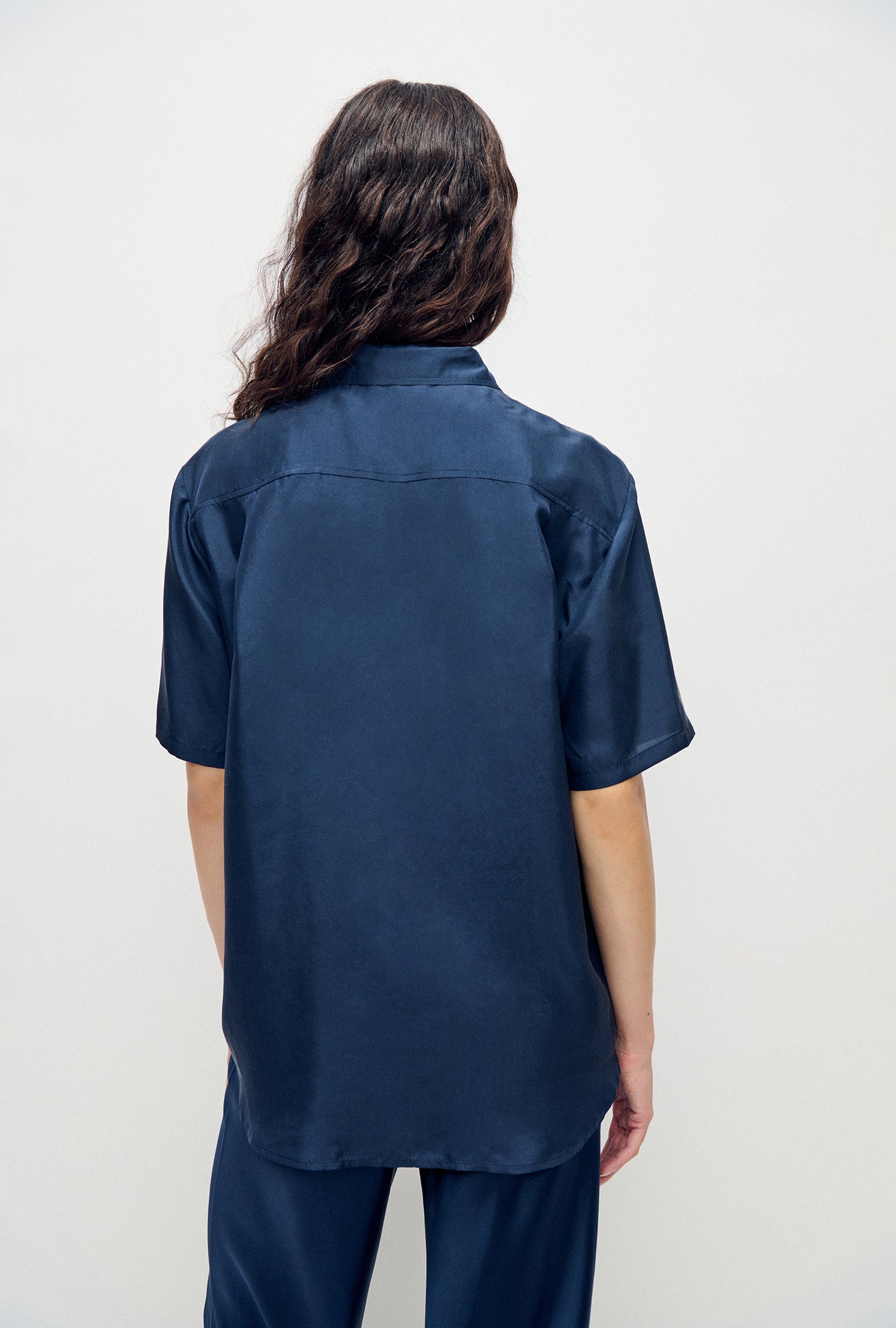 Chemise Boyfriend Manches Courtes Habotai Midnight