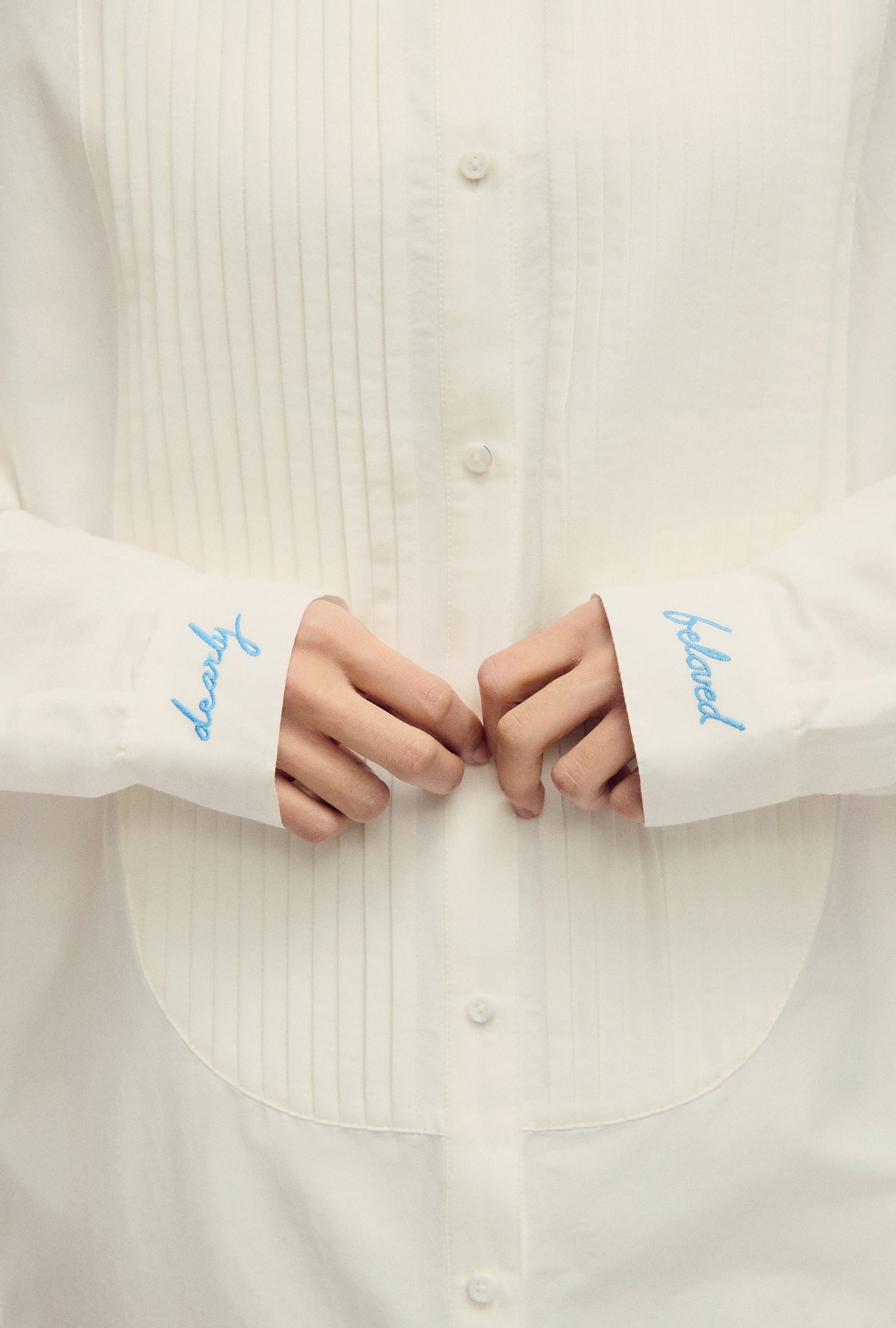 Round Tux Shirt Dress White