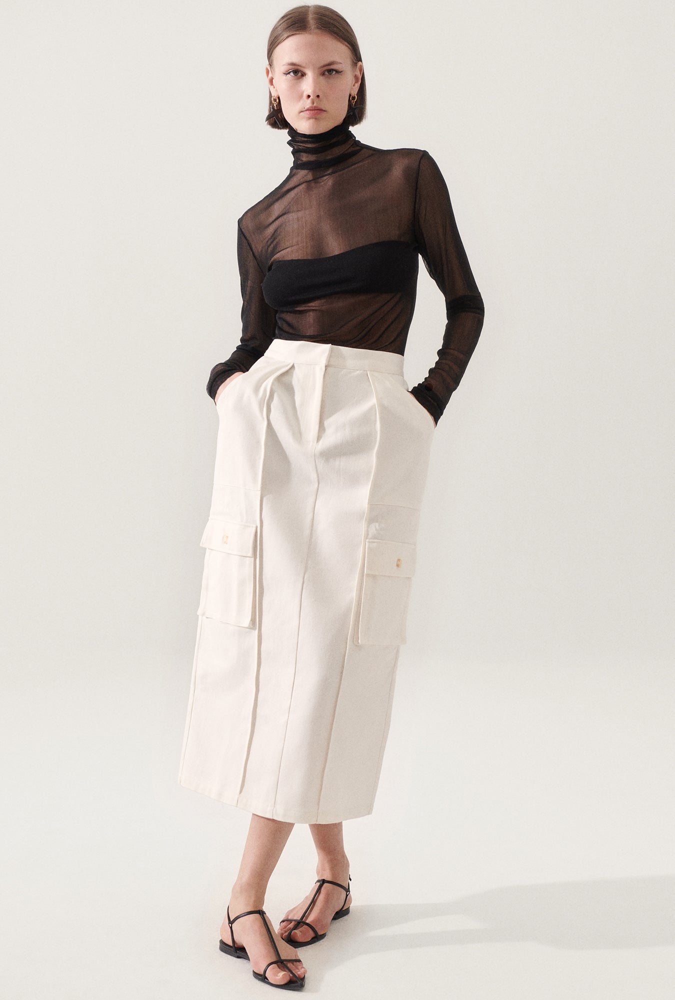 Jupe cargo en toile Naturel