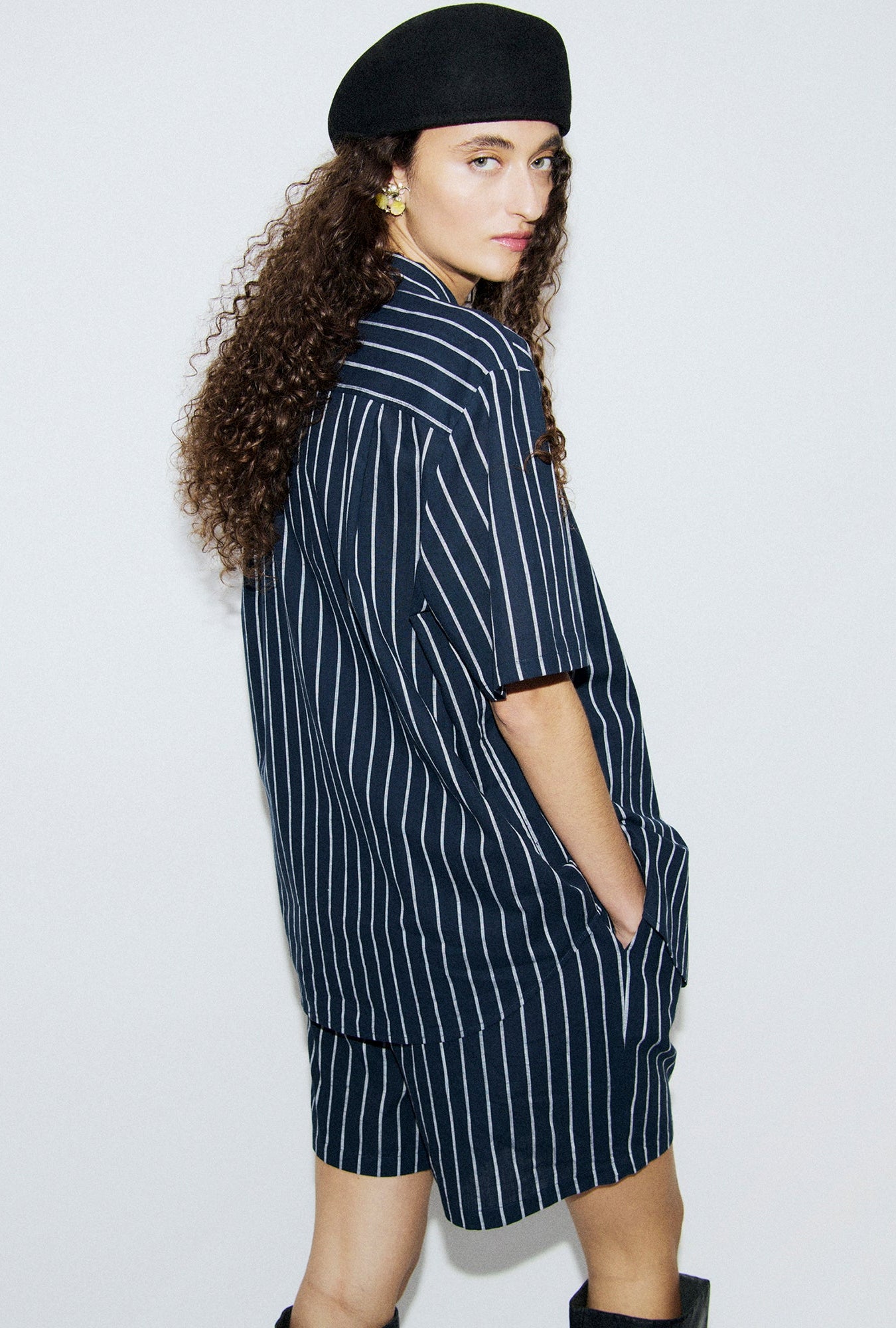 Cotton Boxer Short Egret Stripe