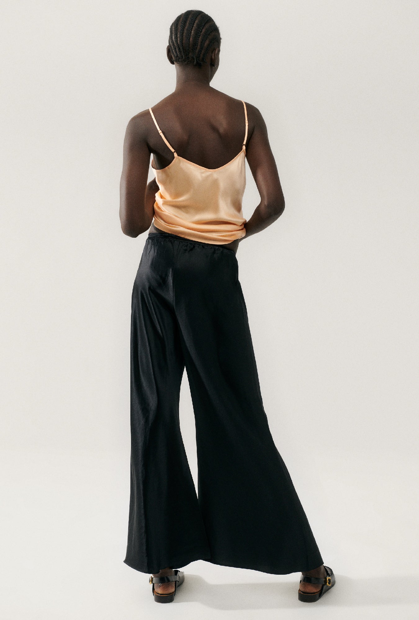 Wide Bias Pants Raw Edge Black