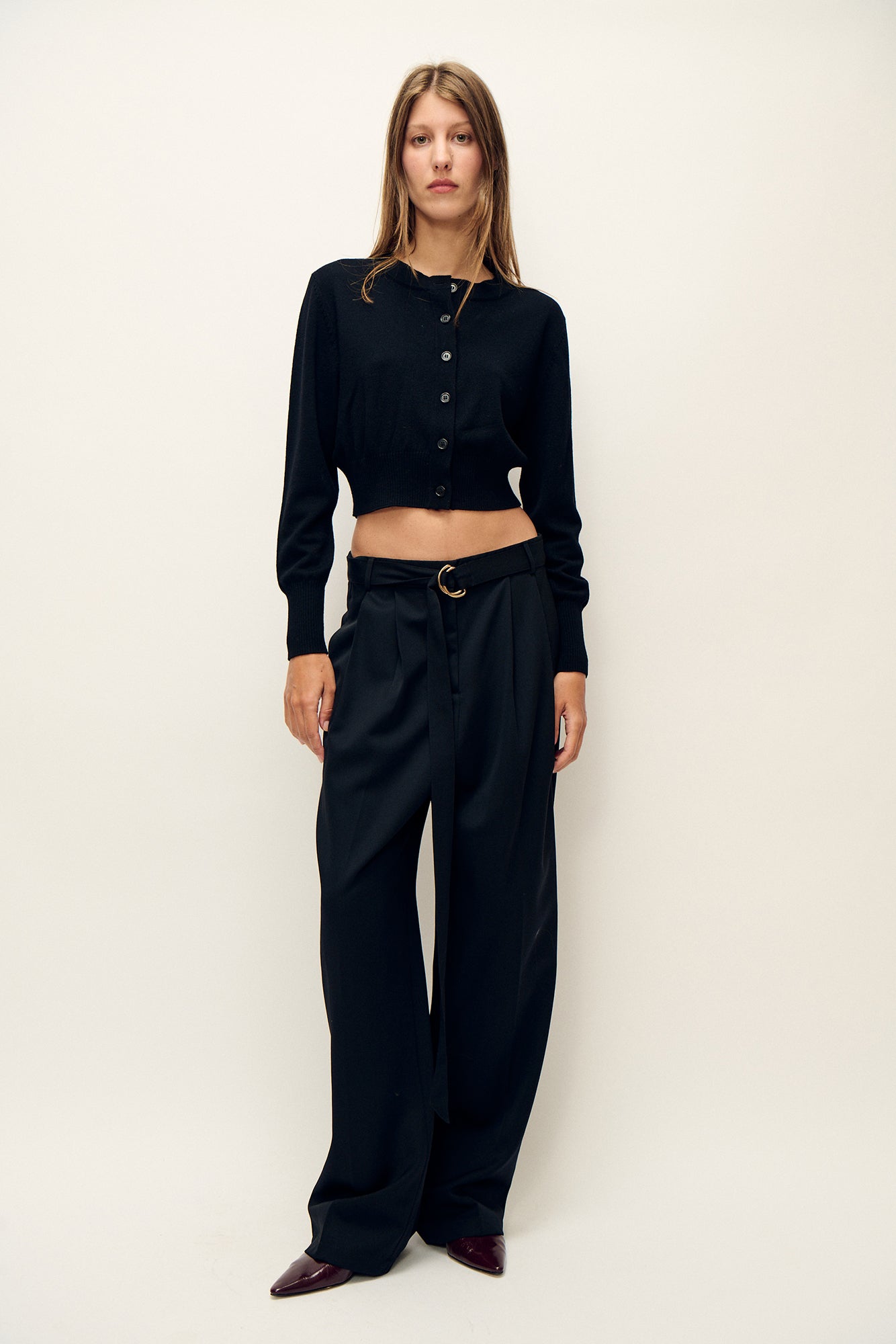 Cardigan court en laine noir