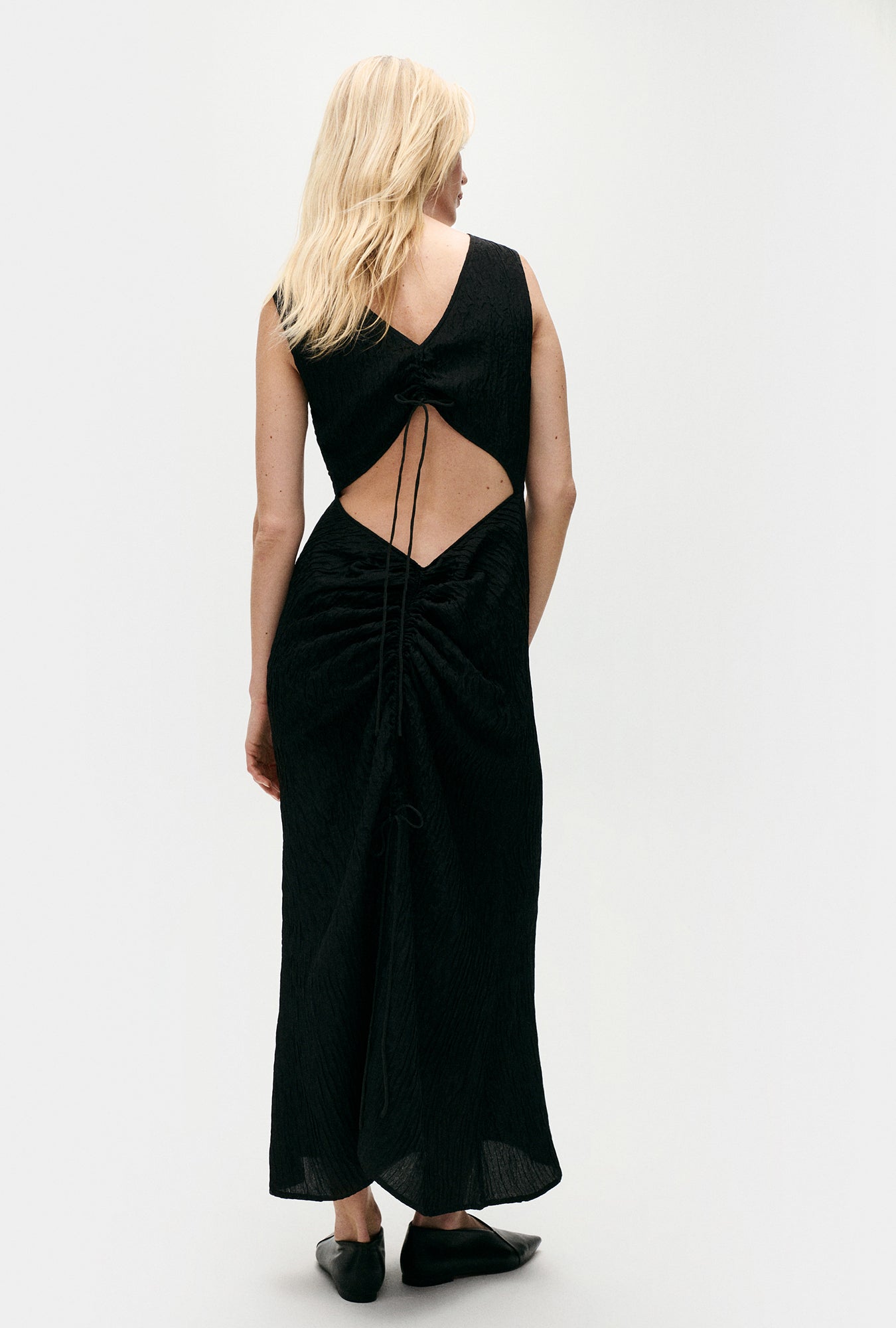 Crinkle Peek-A-Boo Dress Black