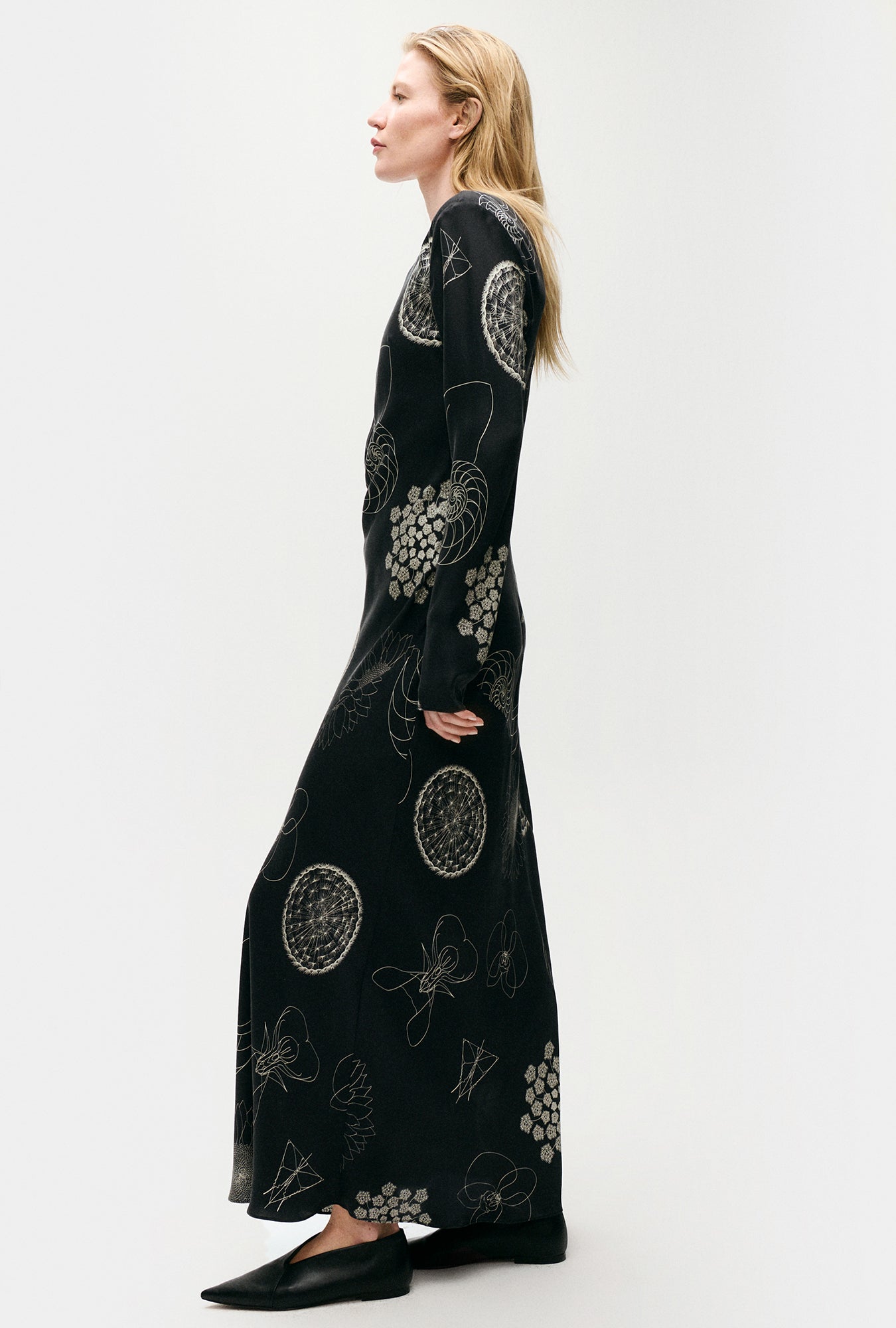Robe longue en biais Fibonacci noire