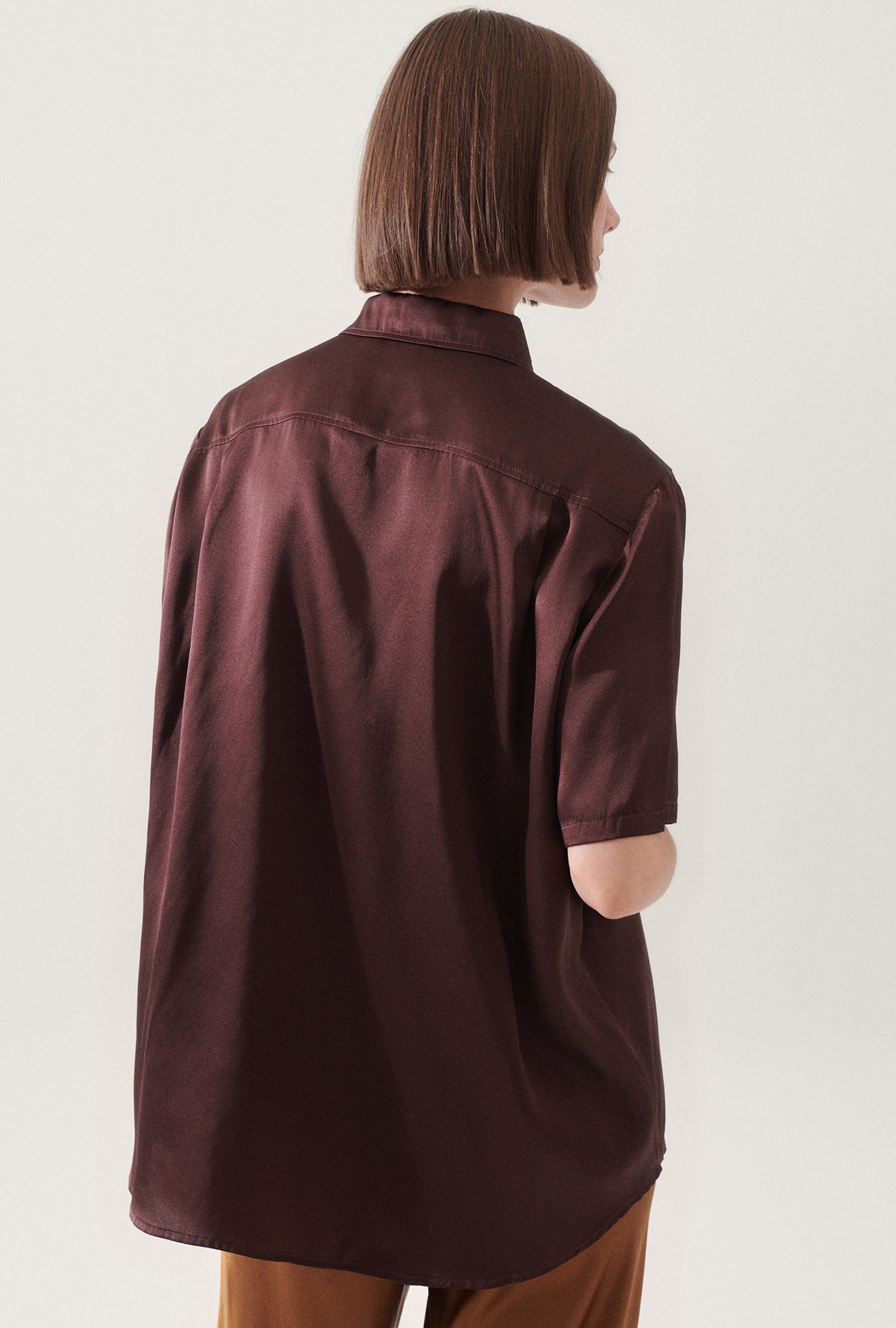 Chemise Boyfriend Manches Courtes Cacao