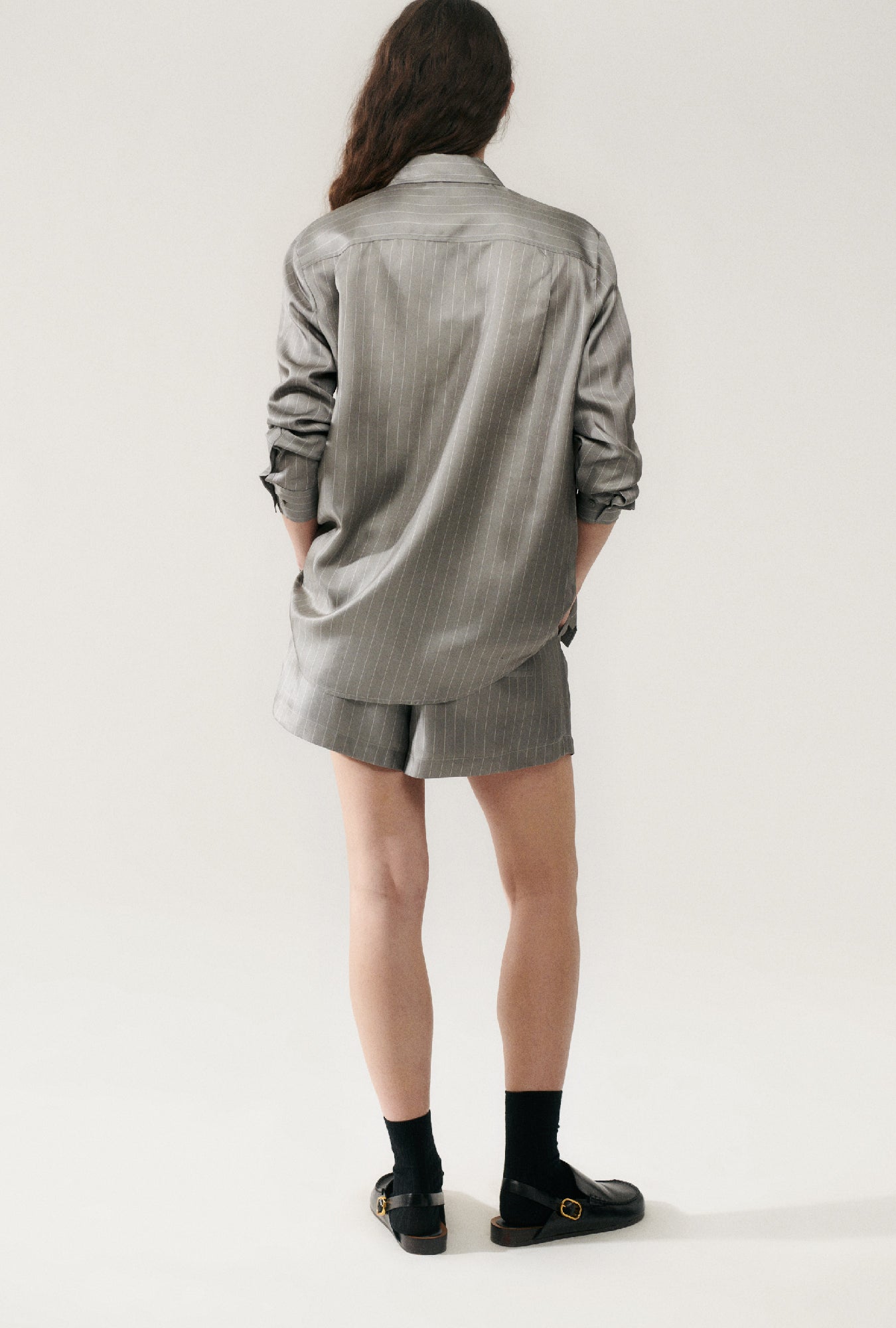 Short ample en sergé à fines rayures Moon