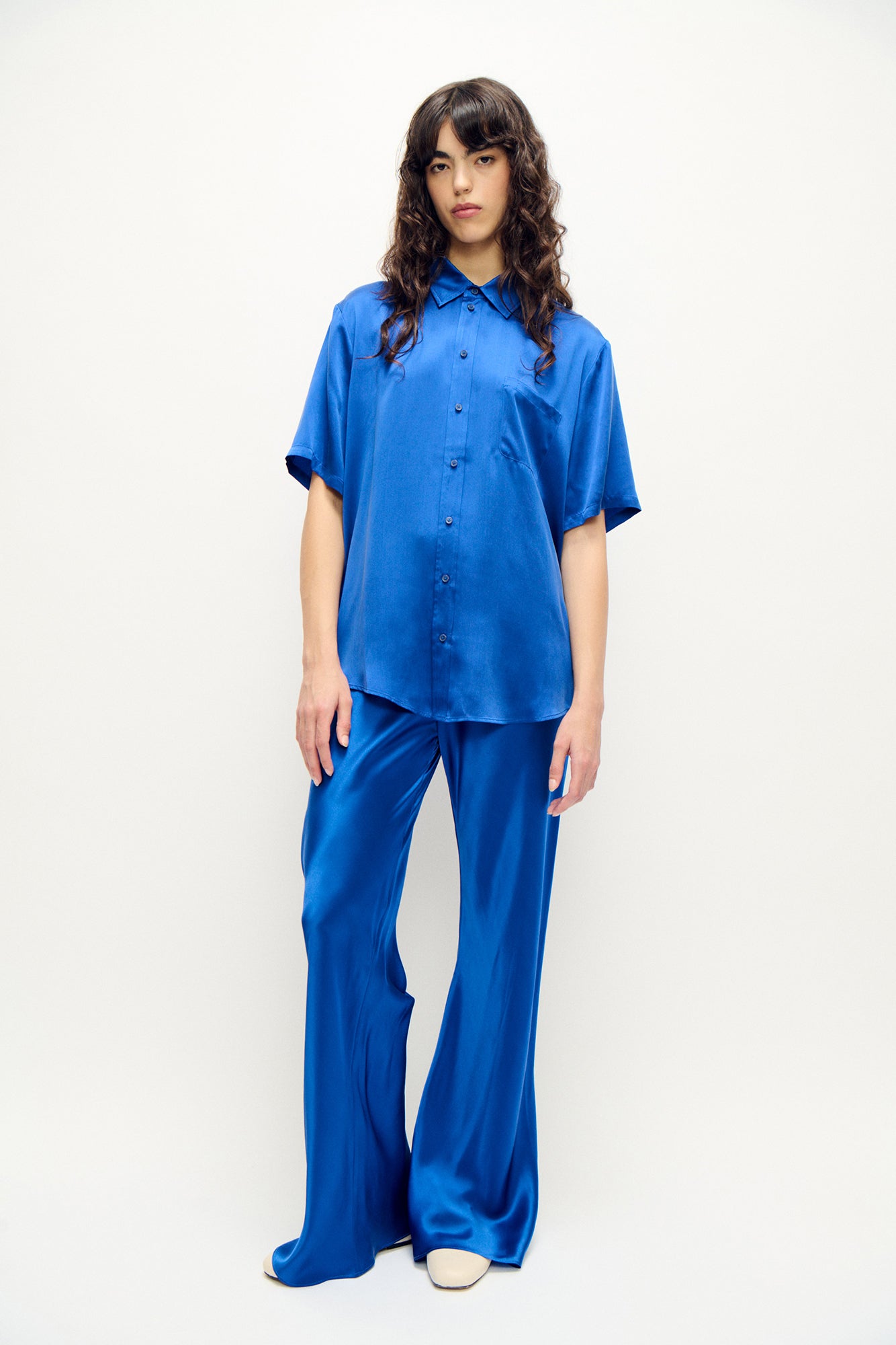 Short Sleeve Boyfriend Shirt Wedgwood