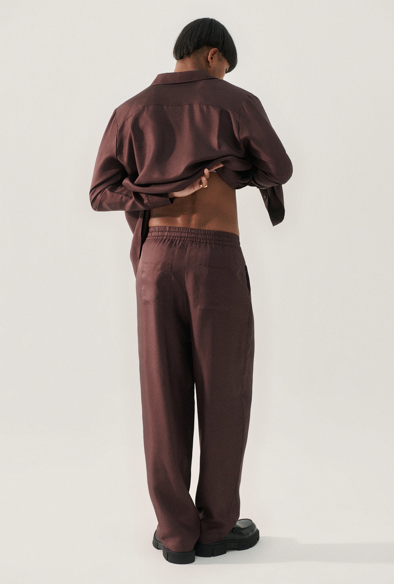 Pantalon ample en sergé Cacao