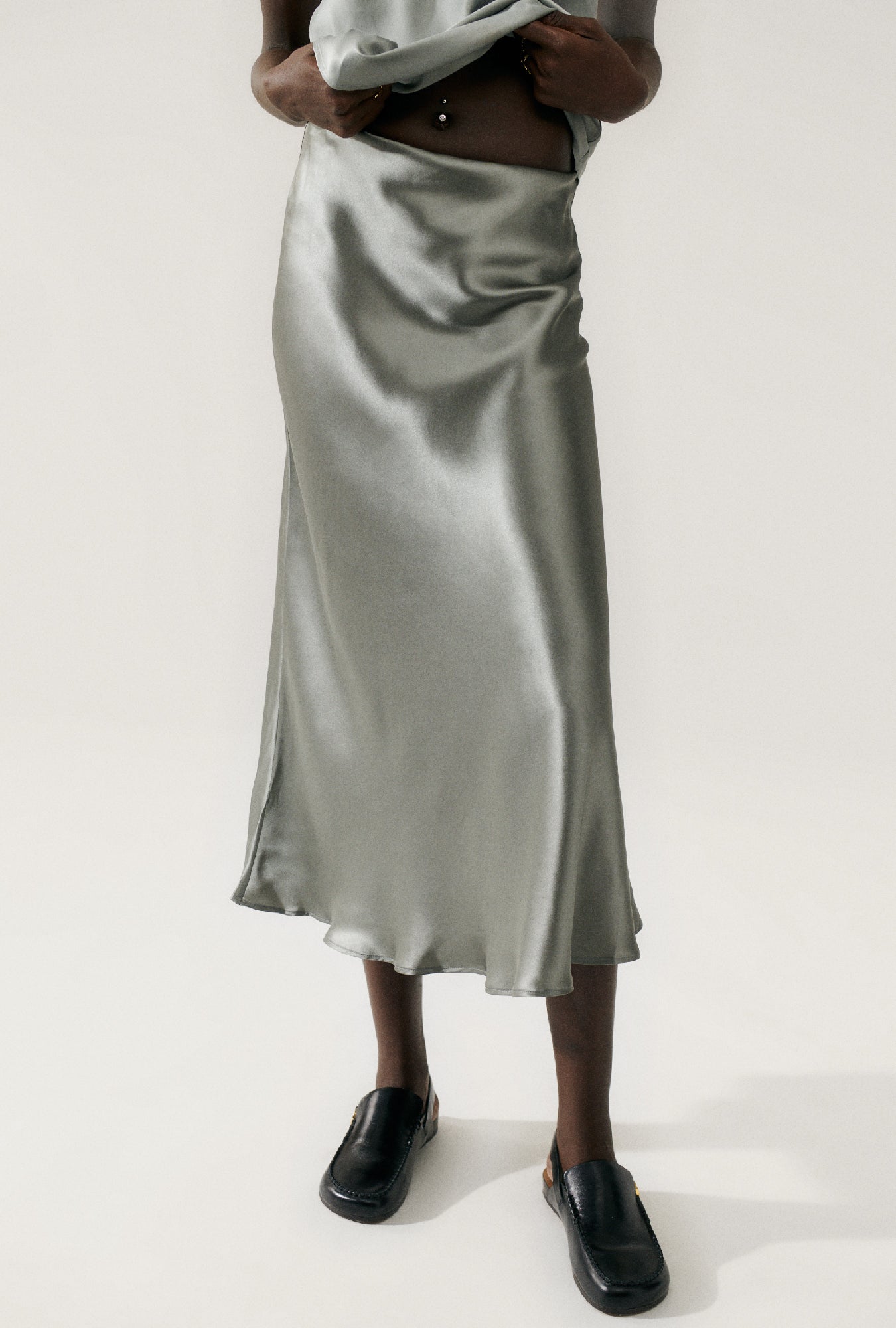 Long Bias Cut Skirt Moon