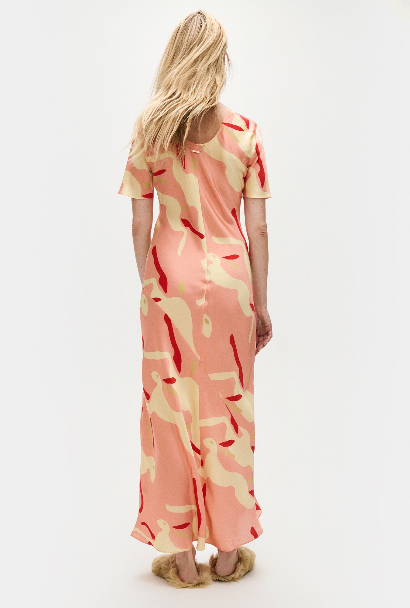 Short Sleeve Bias Dress Rabbit Amaranth