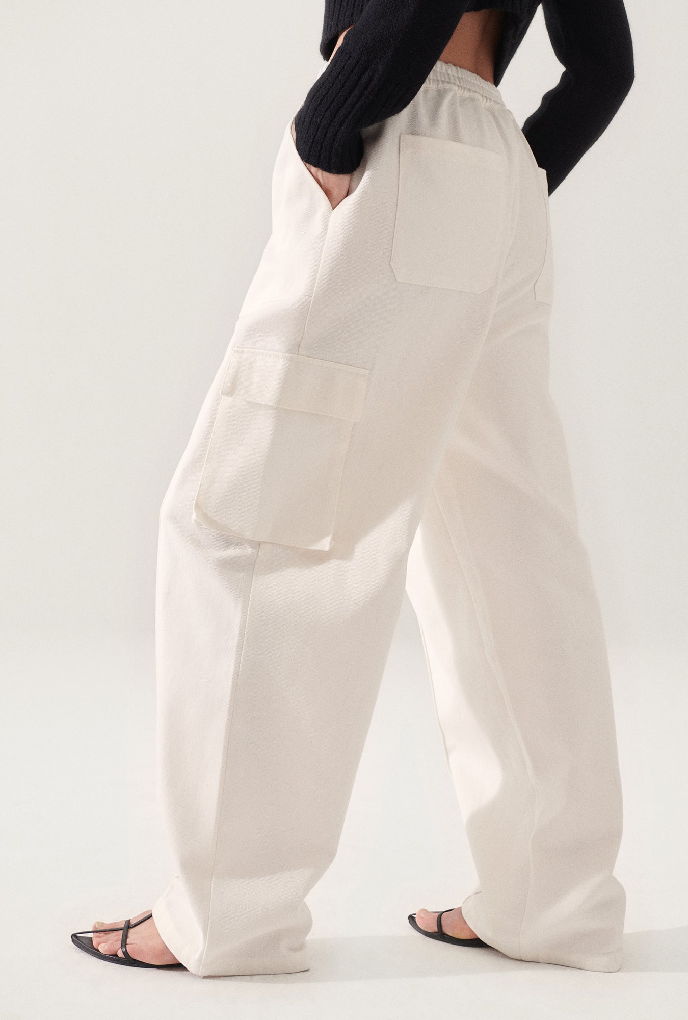 Pantalon cargo en toile Naturel