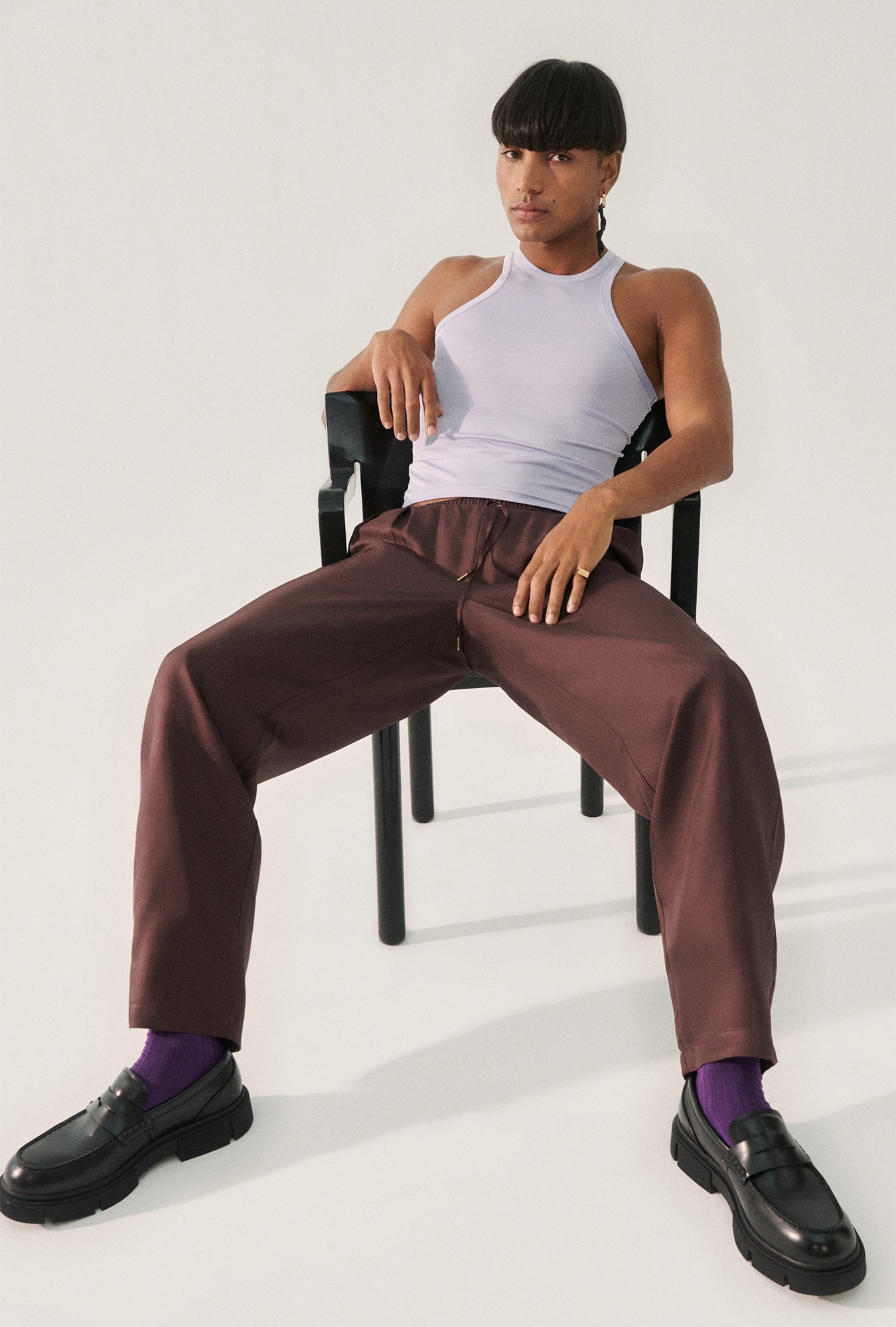 Pantalon ample en sergé Cacao