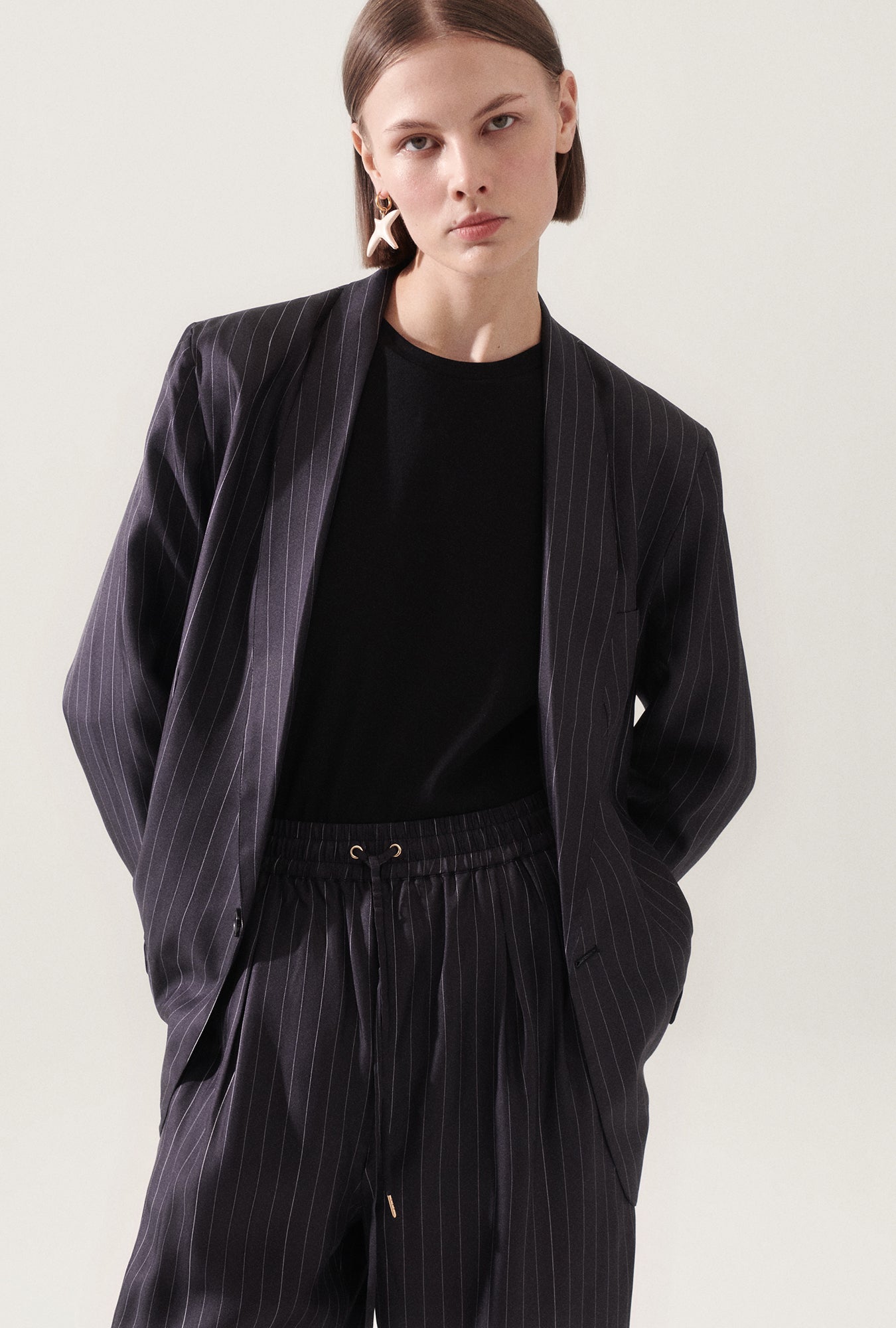 Blazer Miami en sergé à rayures noires et blanches