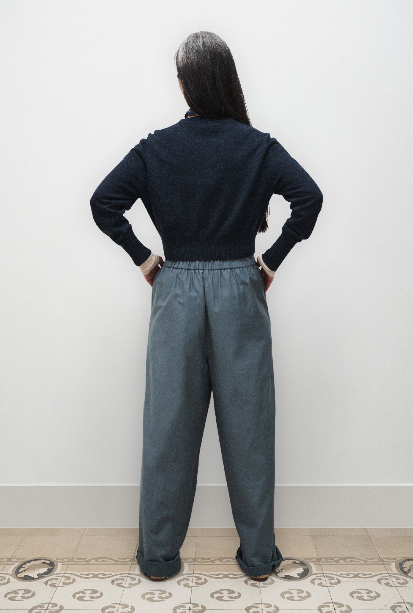 Cotton Silk Paper Bag Pants Slate