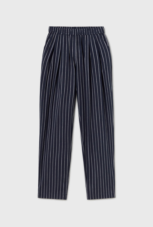 Cotton Slouch Pants Egret Stripe