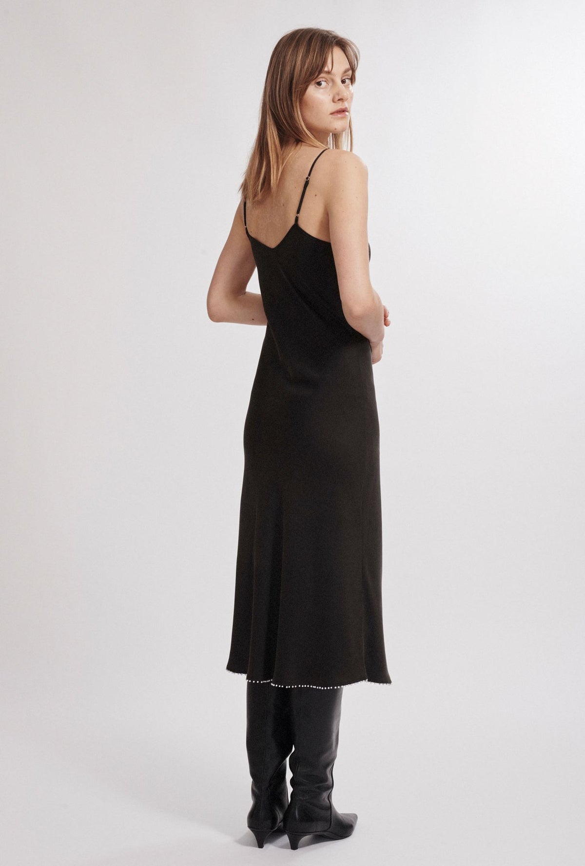 Robe Caraco Noire Années 90 avec Perles