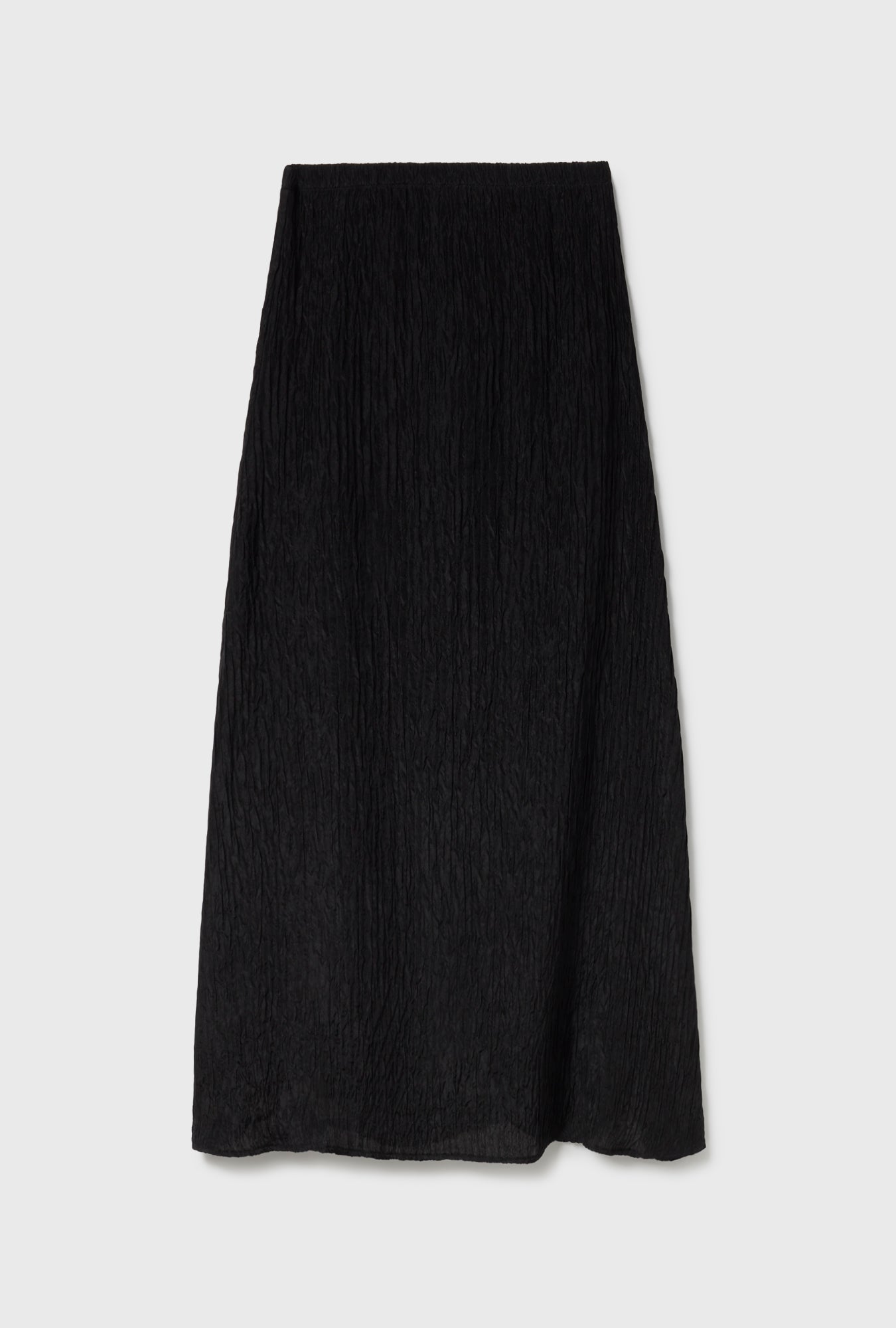 Crinkle Long Bias Cut Skirt Black
