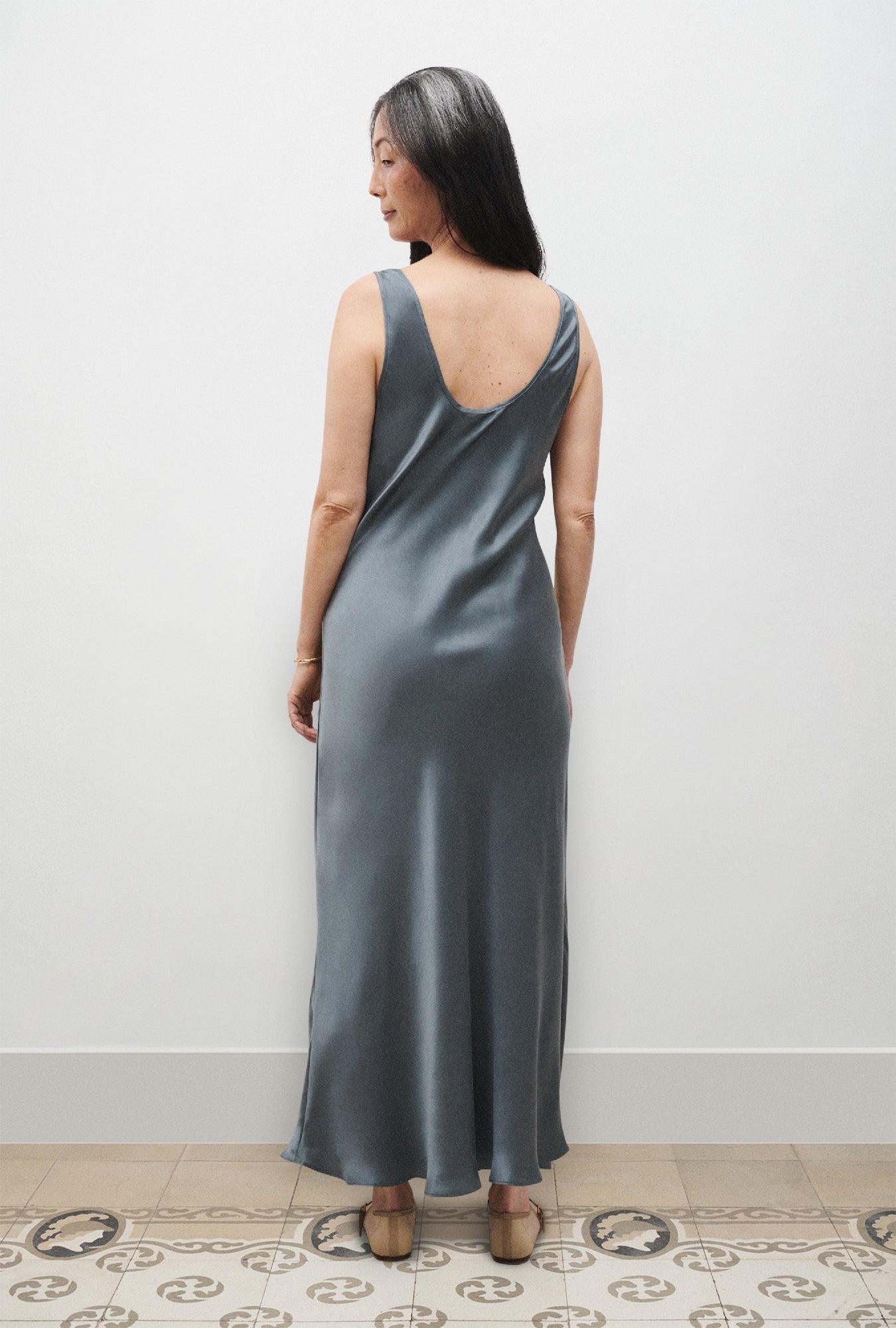 Robe en jersey col rond ardoise