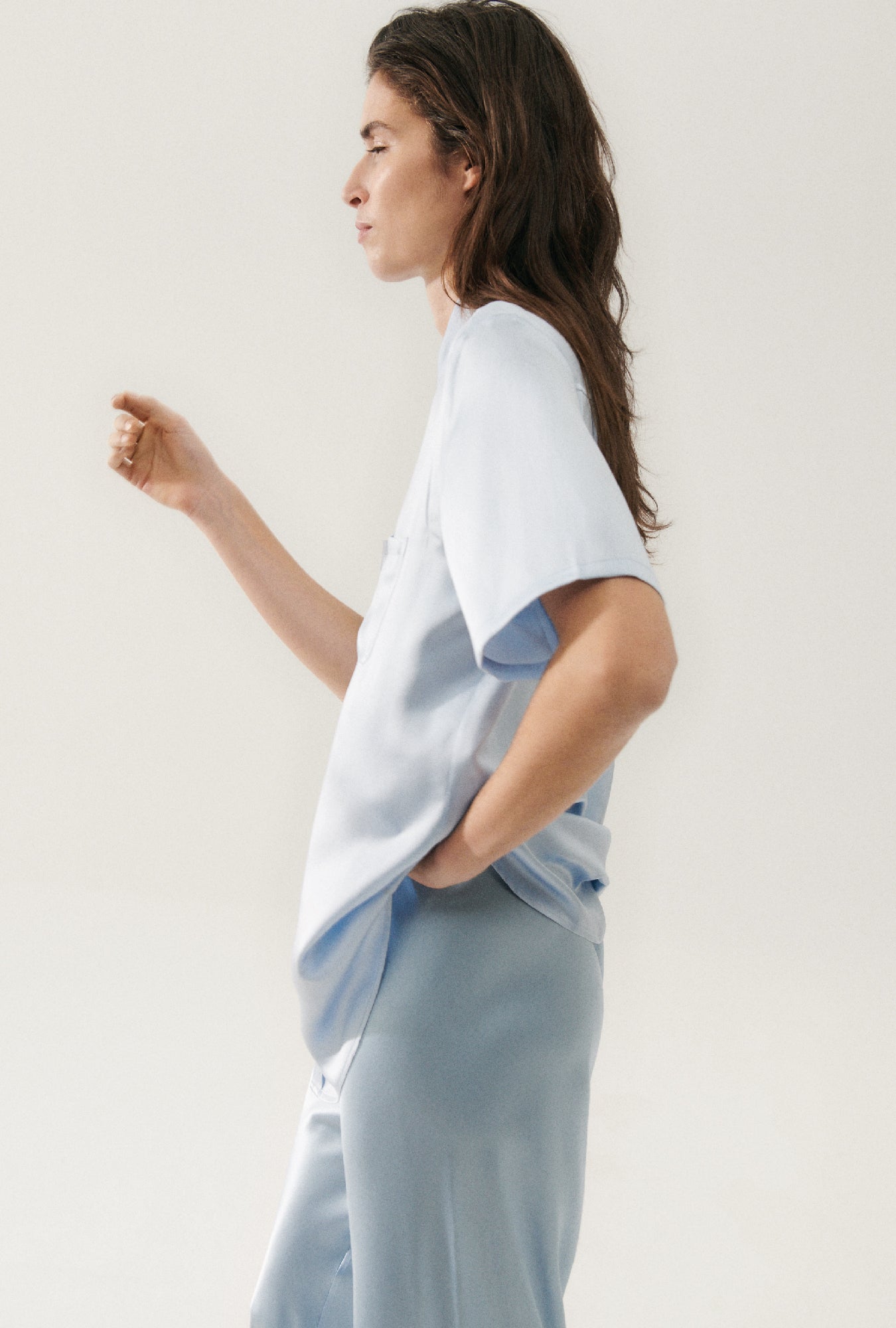 Short Sleeve Boyfriend Shirt Sky