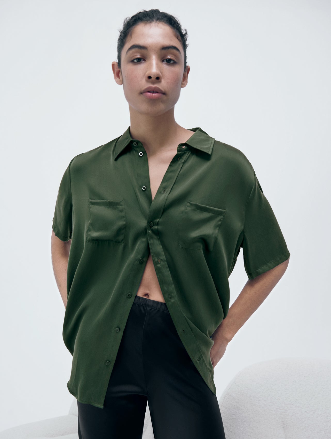 Chemise Boyfriend à Manches Courtes Cèdre