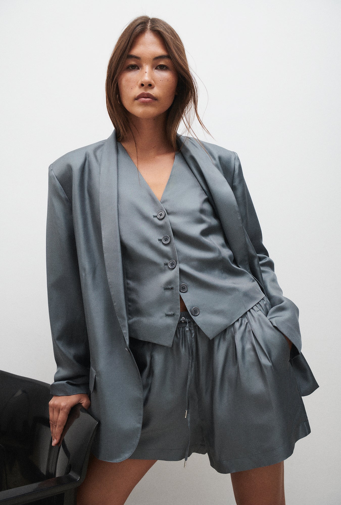 Gilet en twill ardoise