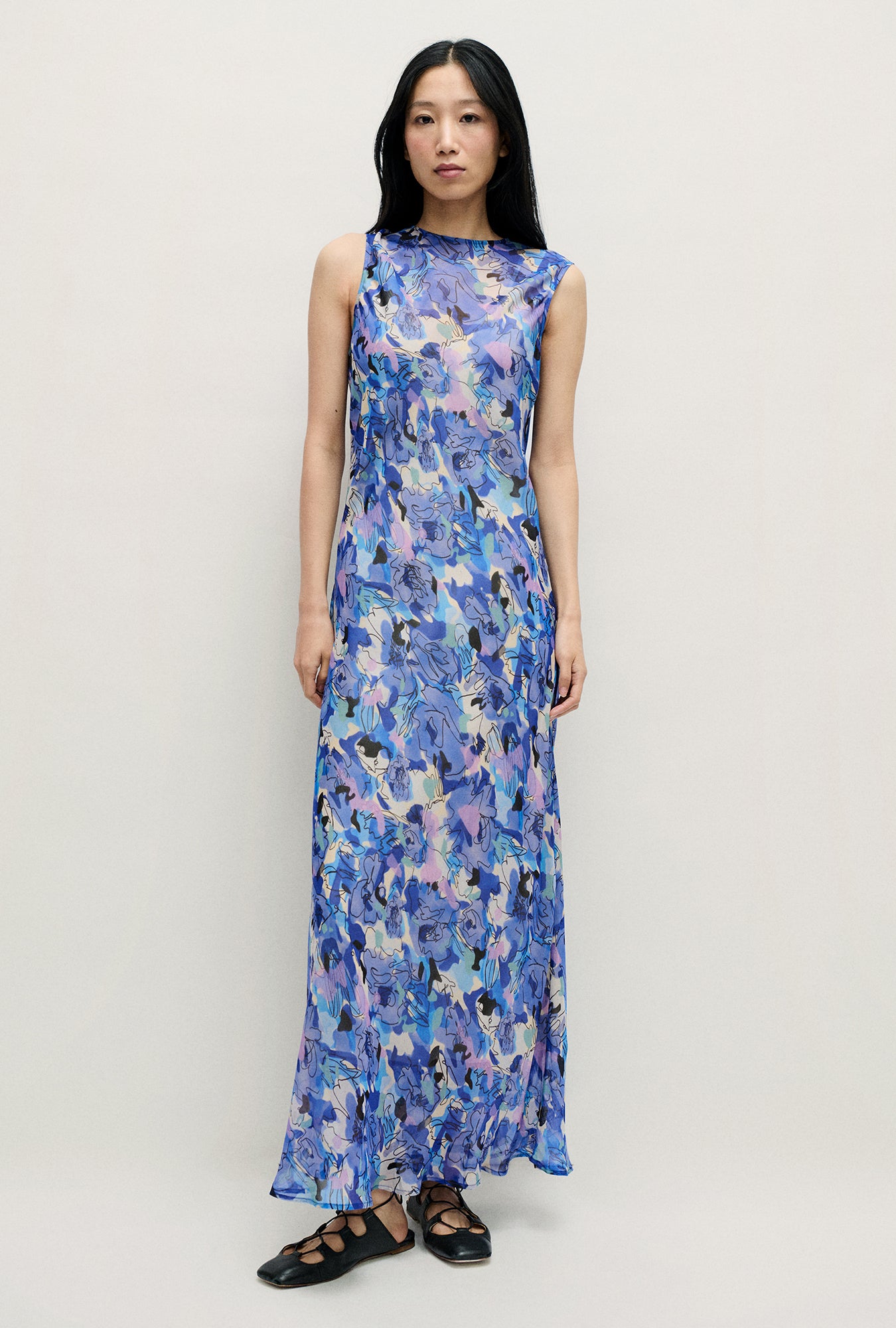Chiffon Rasa Dress Cornflower Floral