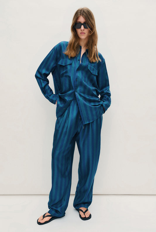 Chemise Boyfriend en sergé Bleu Abyssal