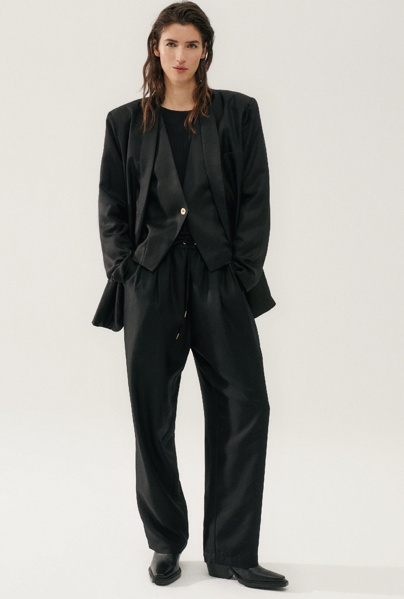 Twill Slouch Vest Black