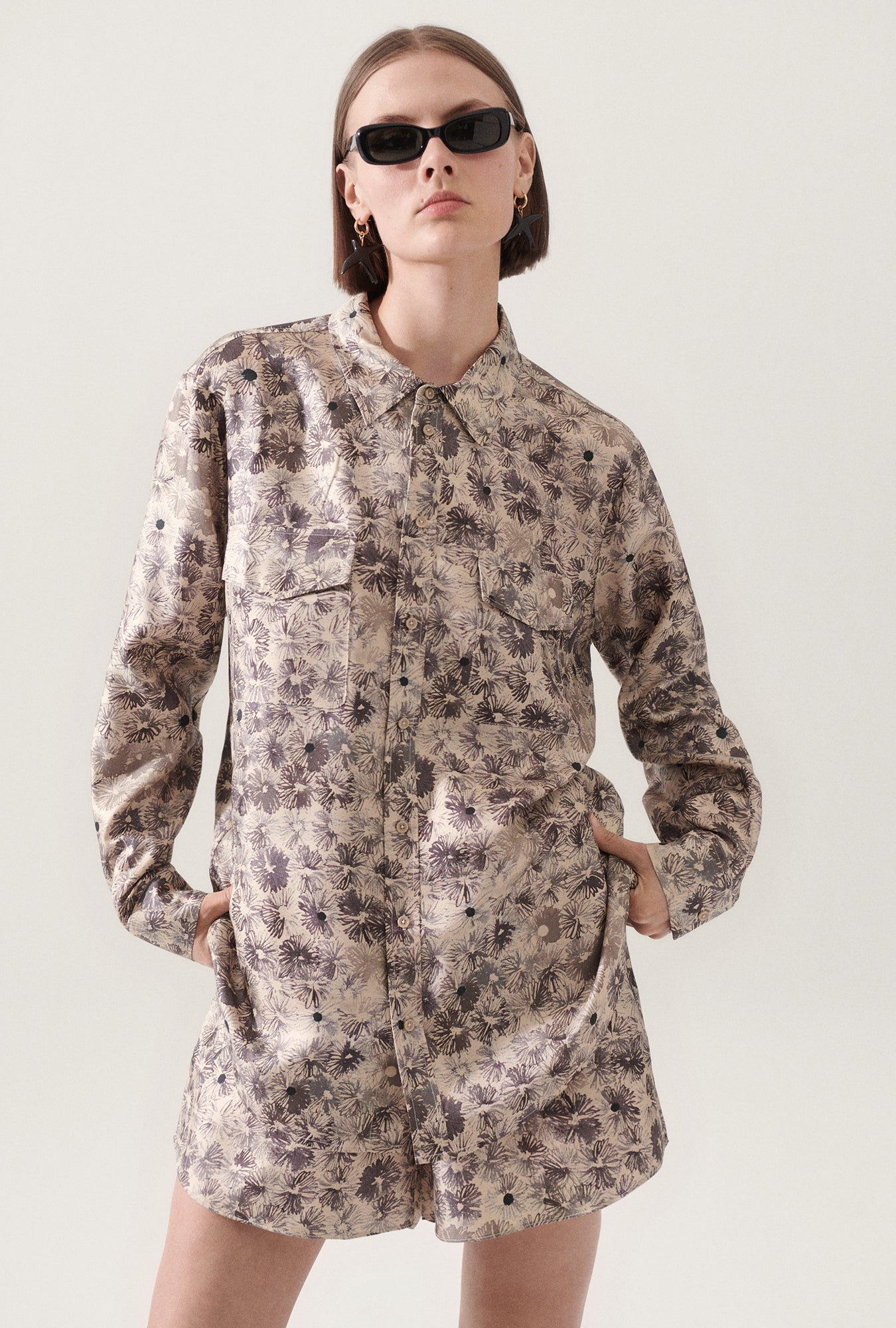 Twill Boyfriend Shirt Aster Floral