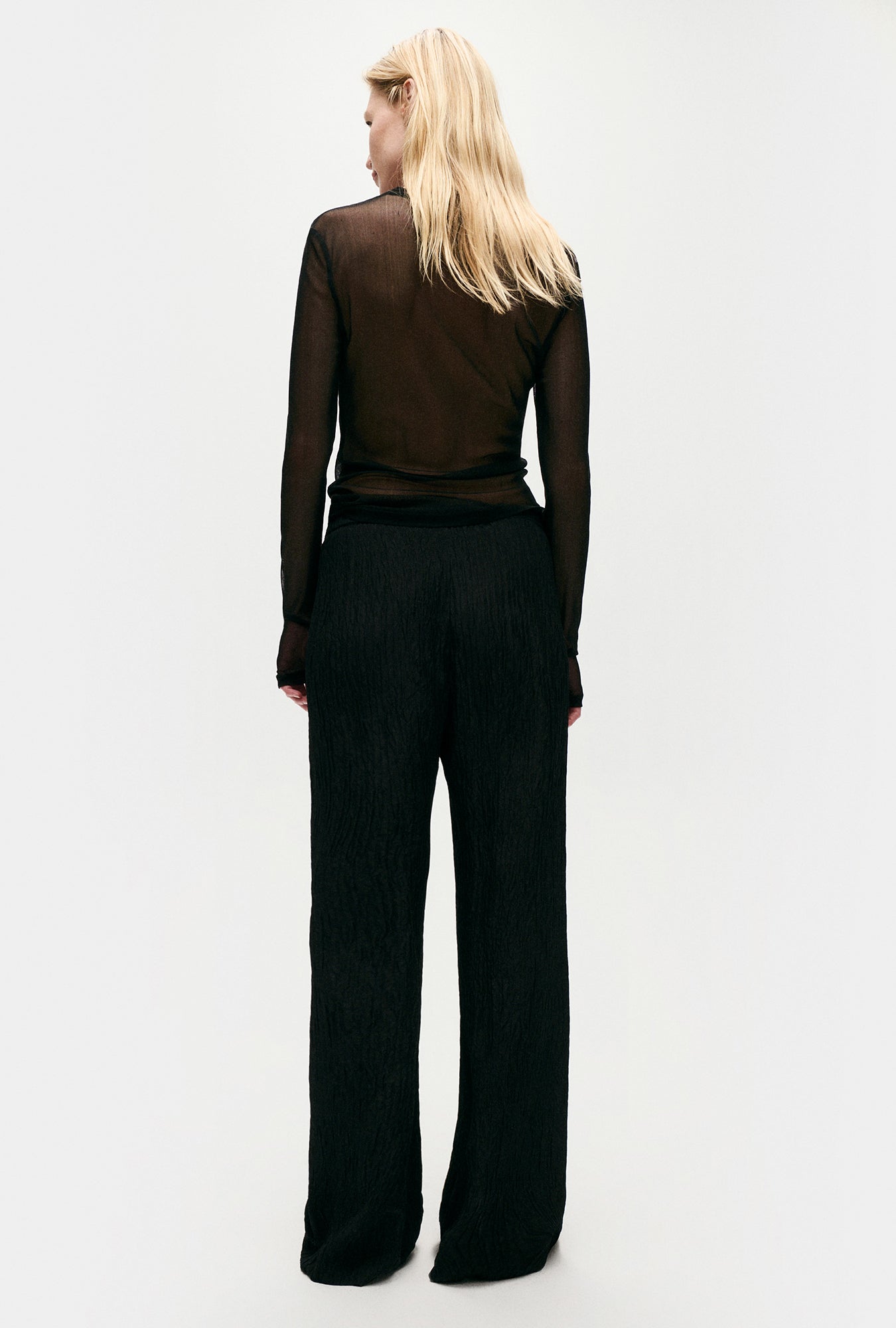 Pantalon évasé froissé noir