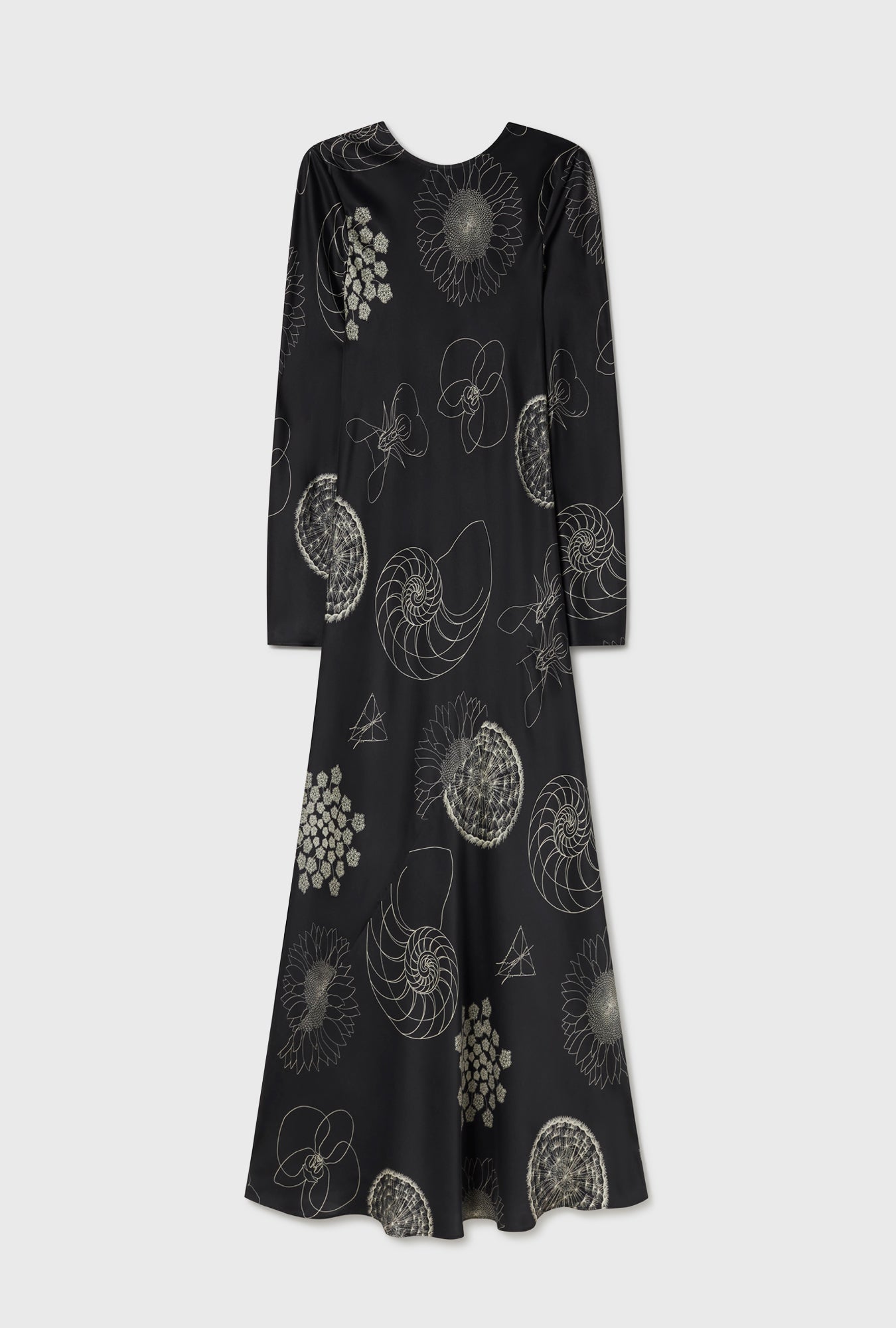 Robe longue en biais Fibonacci noire
