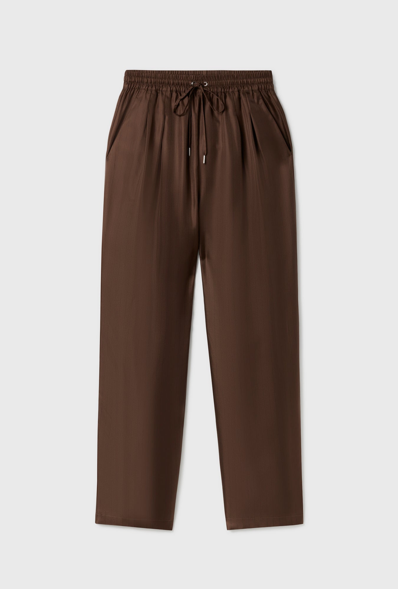 Pantalon souple en sergé à fines rayures Terre Foncée