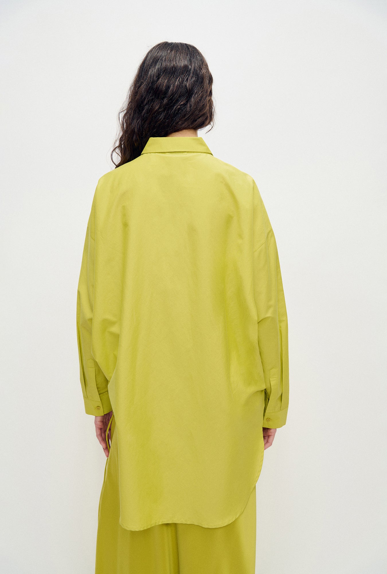 Chemise ronde en coton et soie Citron vert