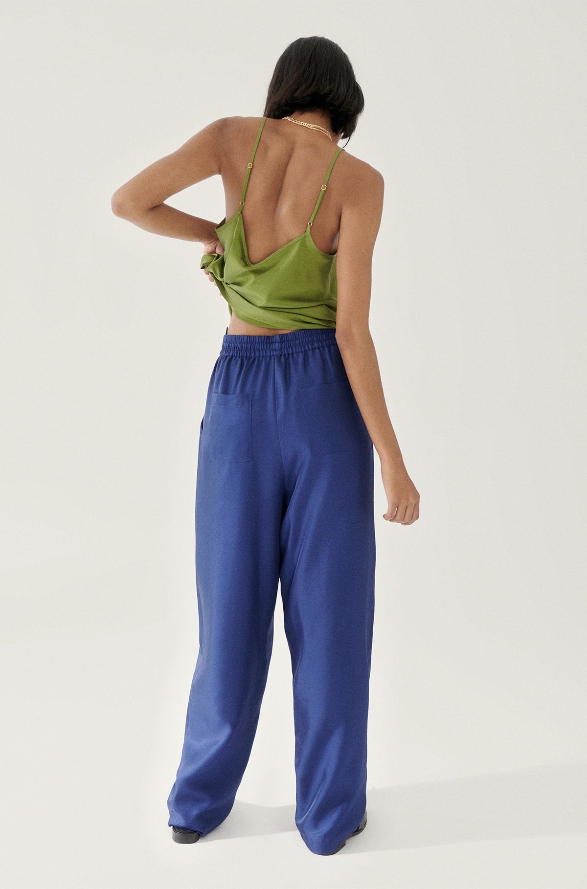 Pantalon souple en sergé bleu Karner