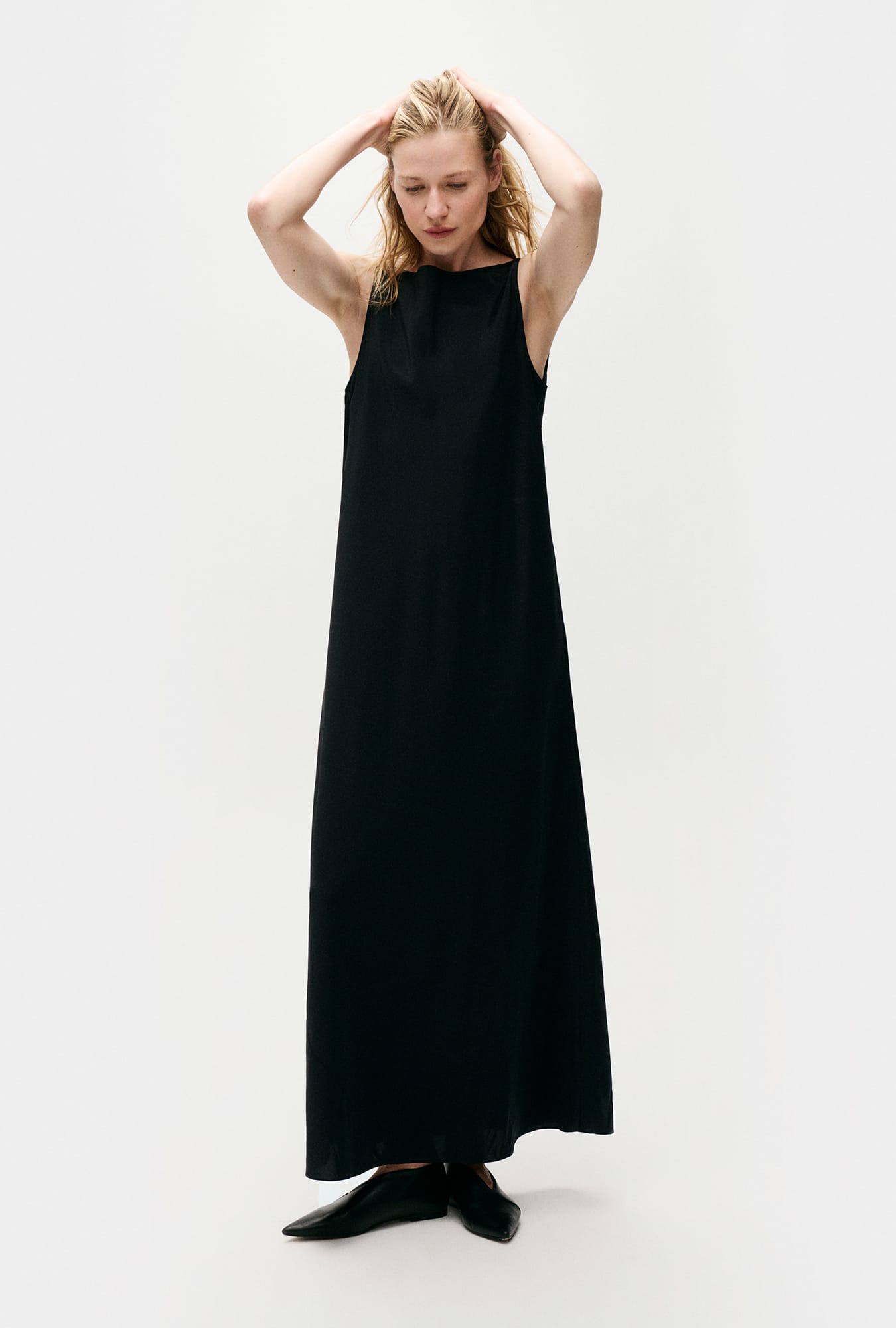 Habotai Scoop Back Dress Black