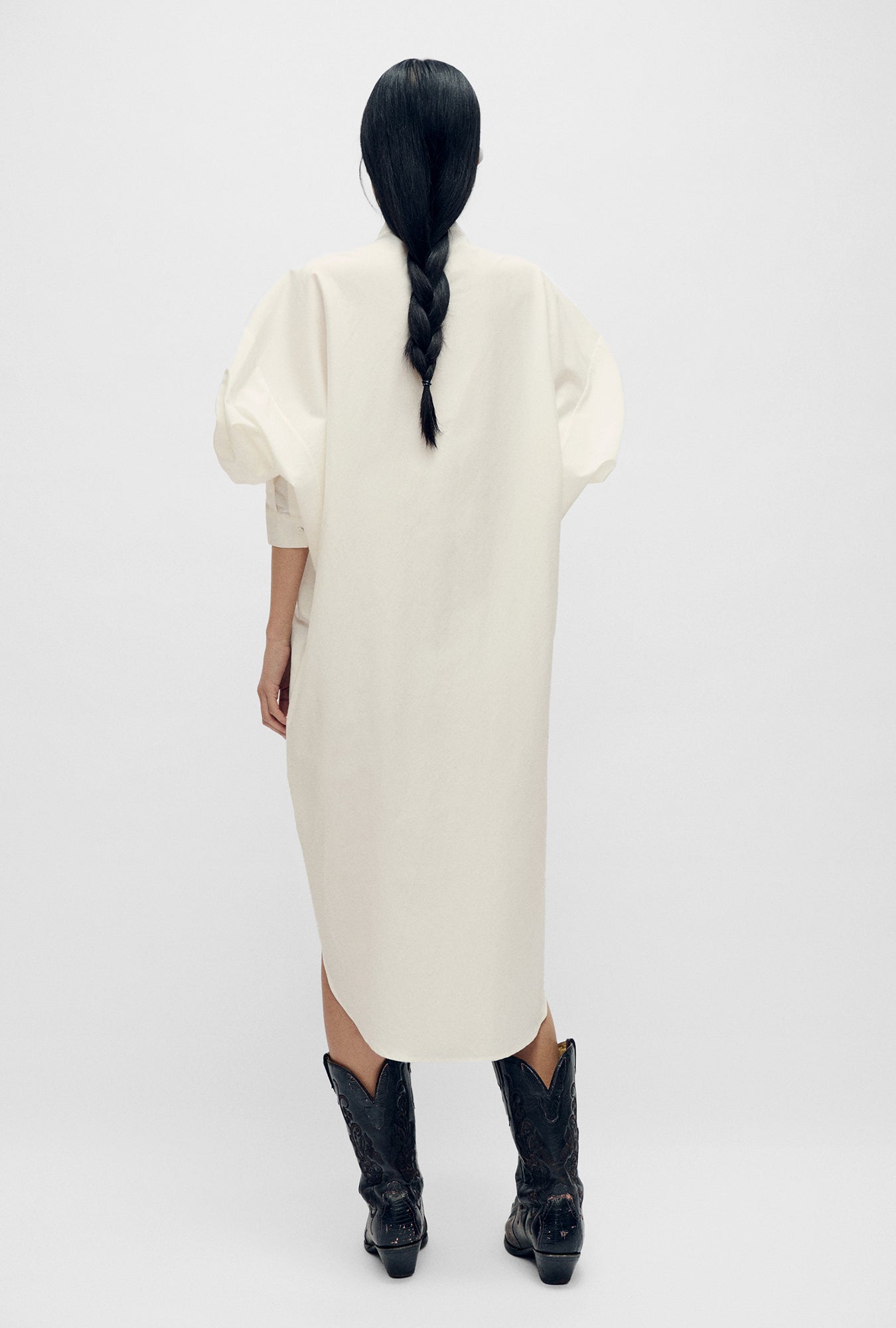 Robe Chemise Tuxedo Ronde Blanche