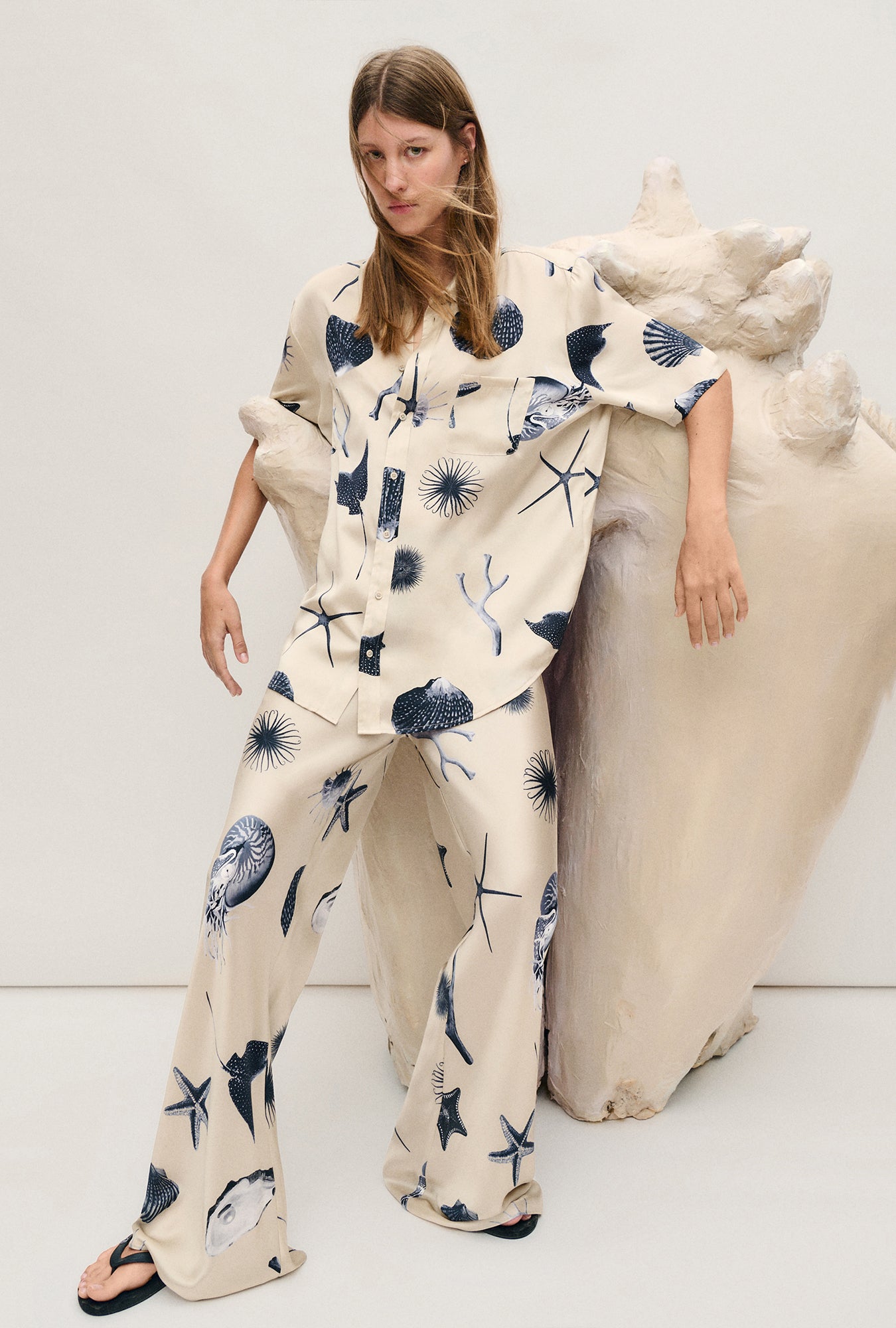 Short Sleeve Boyfriend Shirt Seashells