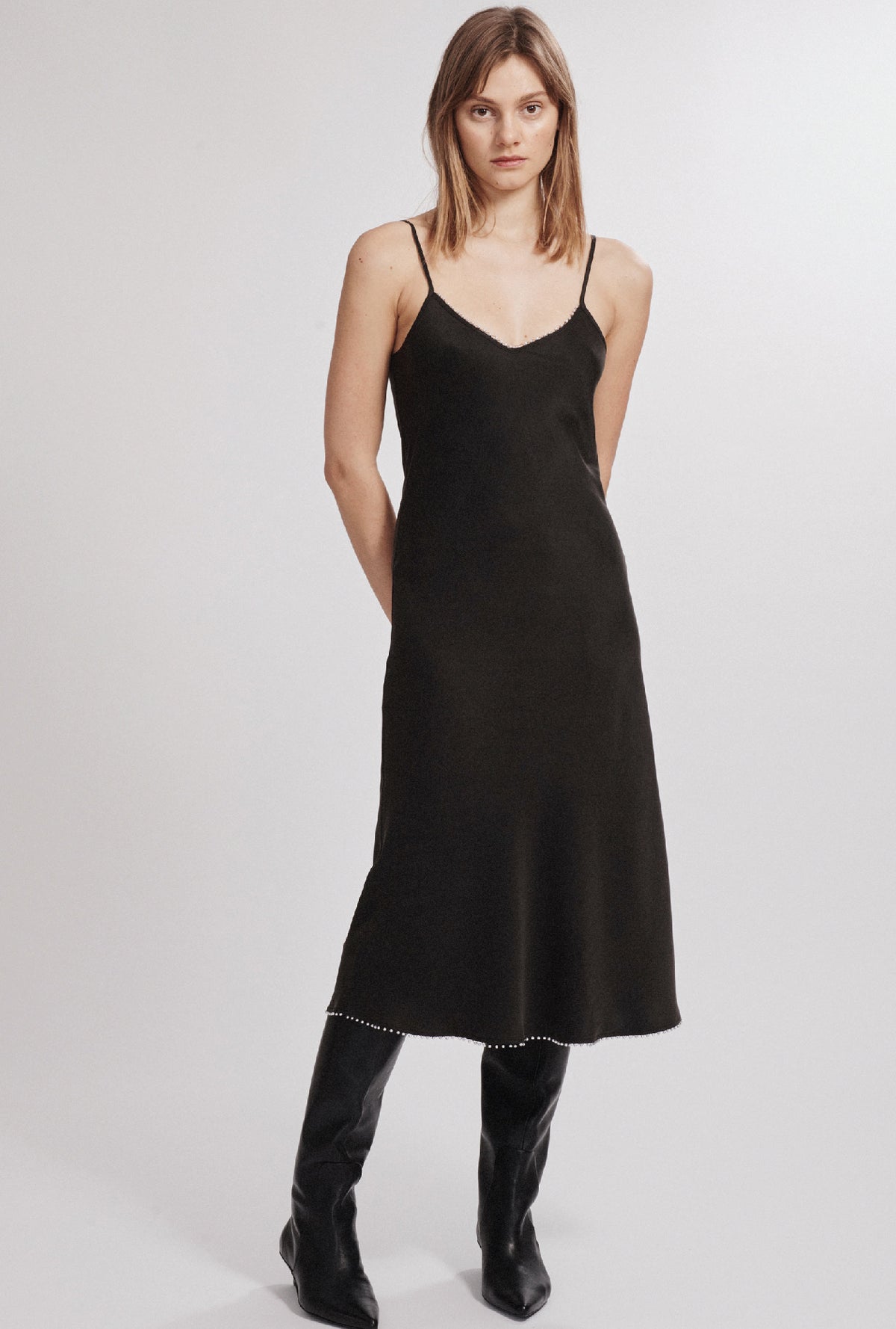 Robe Caraco Noire Années 90 avec Perles
