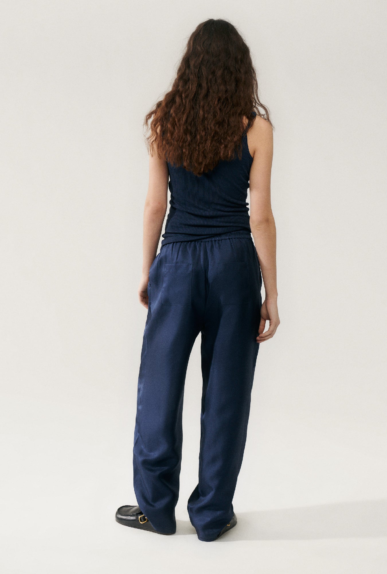 Pantalon ample en sergé minuit