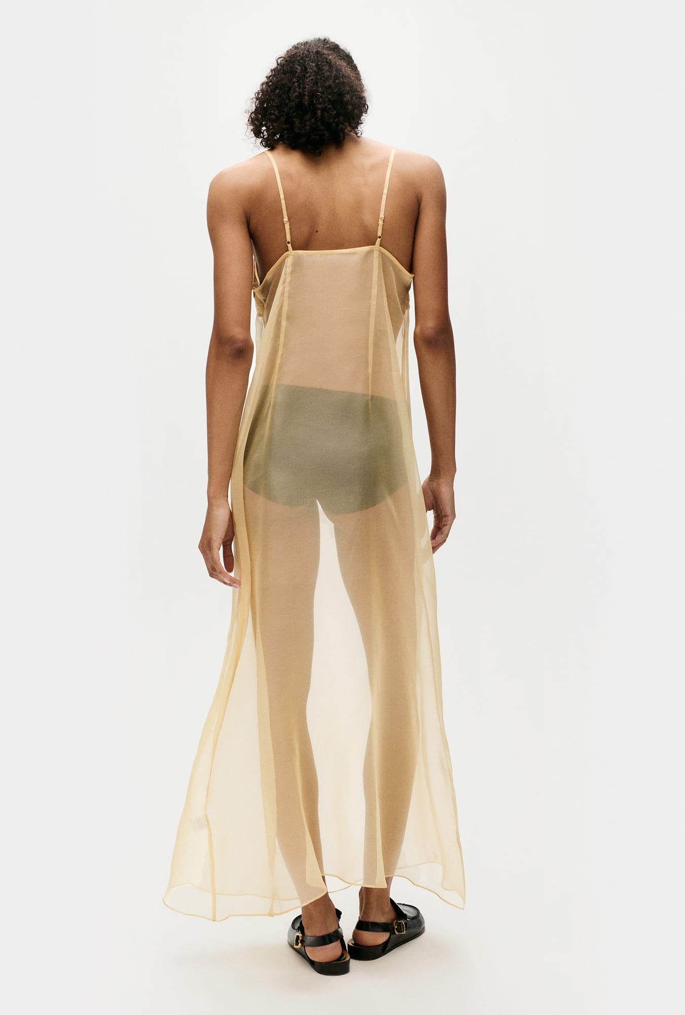 Robe Trapèze en Organza Beige