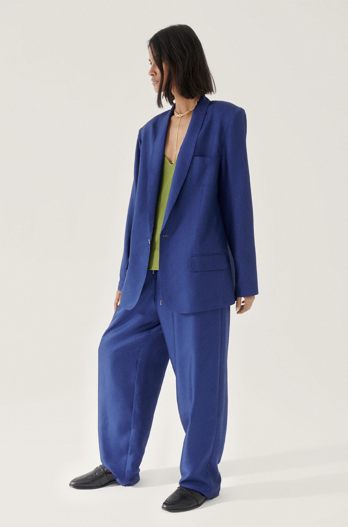 Pantalon souple en sergé bleu Karner